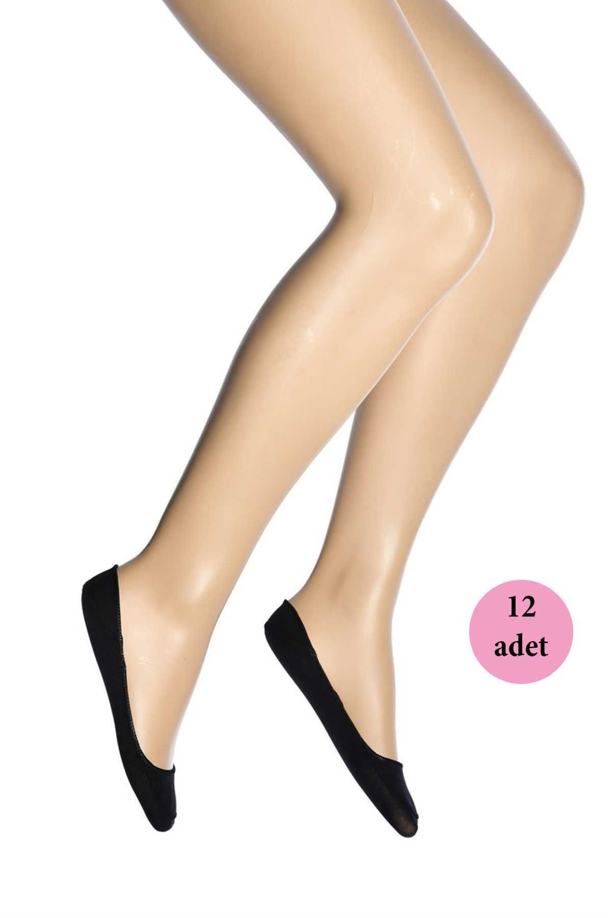 Shop58 12 Adet Mikro Babet Kadın Çorap Siyah 500