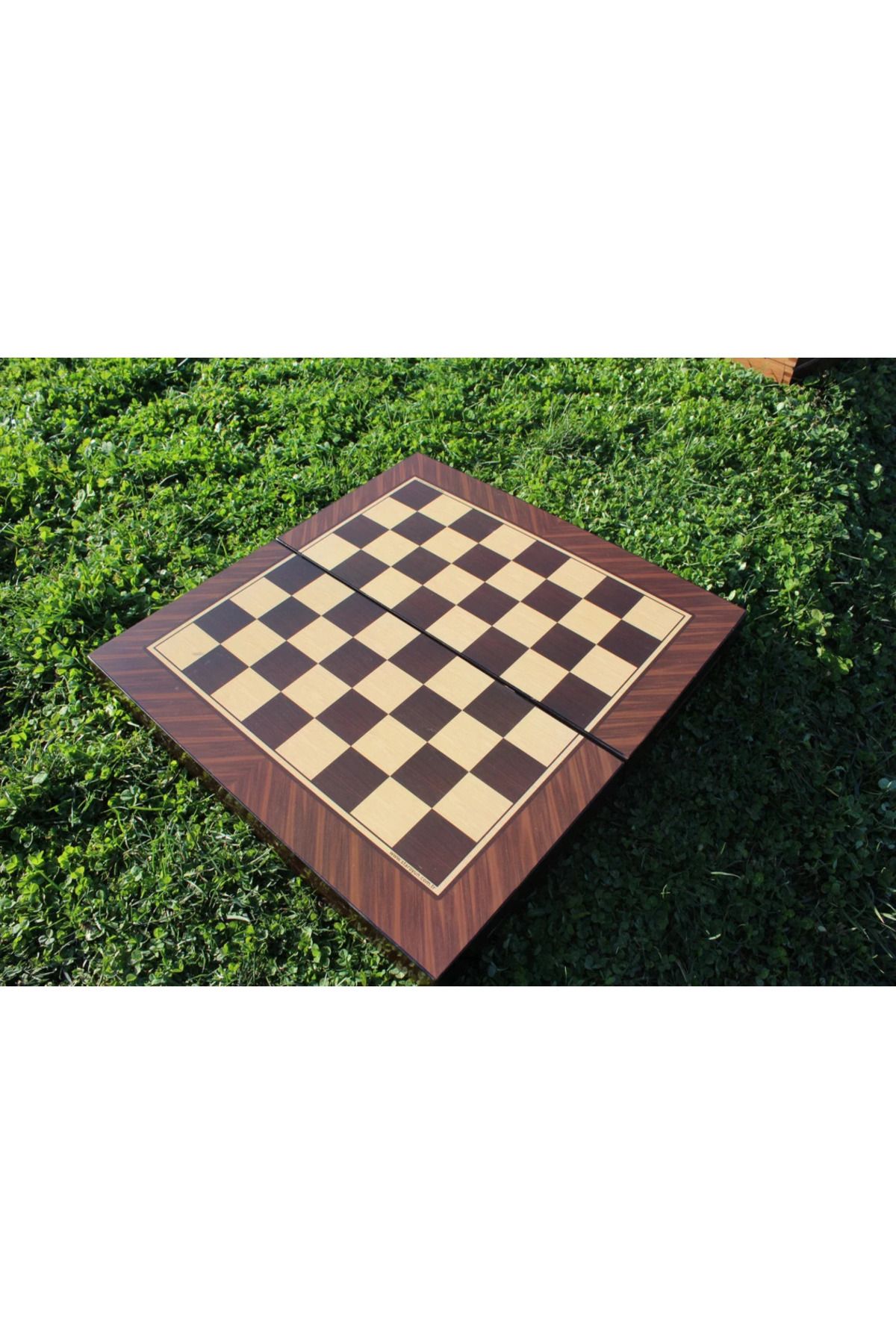 E orient-Large Size 50cm Walnut Veneer Patterned Premium Wooden Backgammon Set - Wooden Chess Set 8