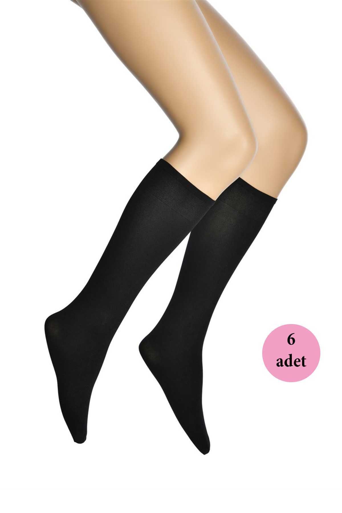 Shop58 6 Adet Mikro 70 Dizaltı Kadın Çorap Siyah 500