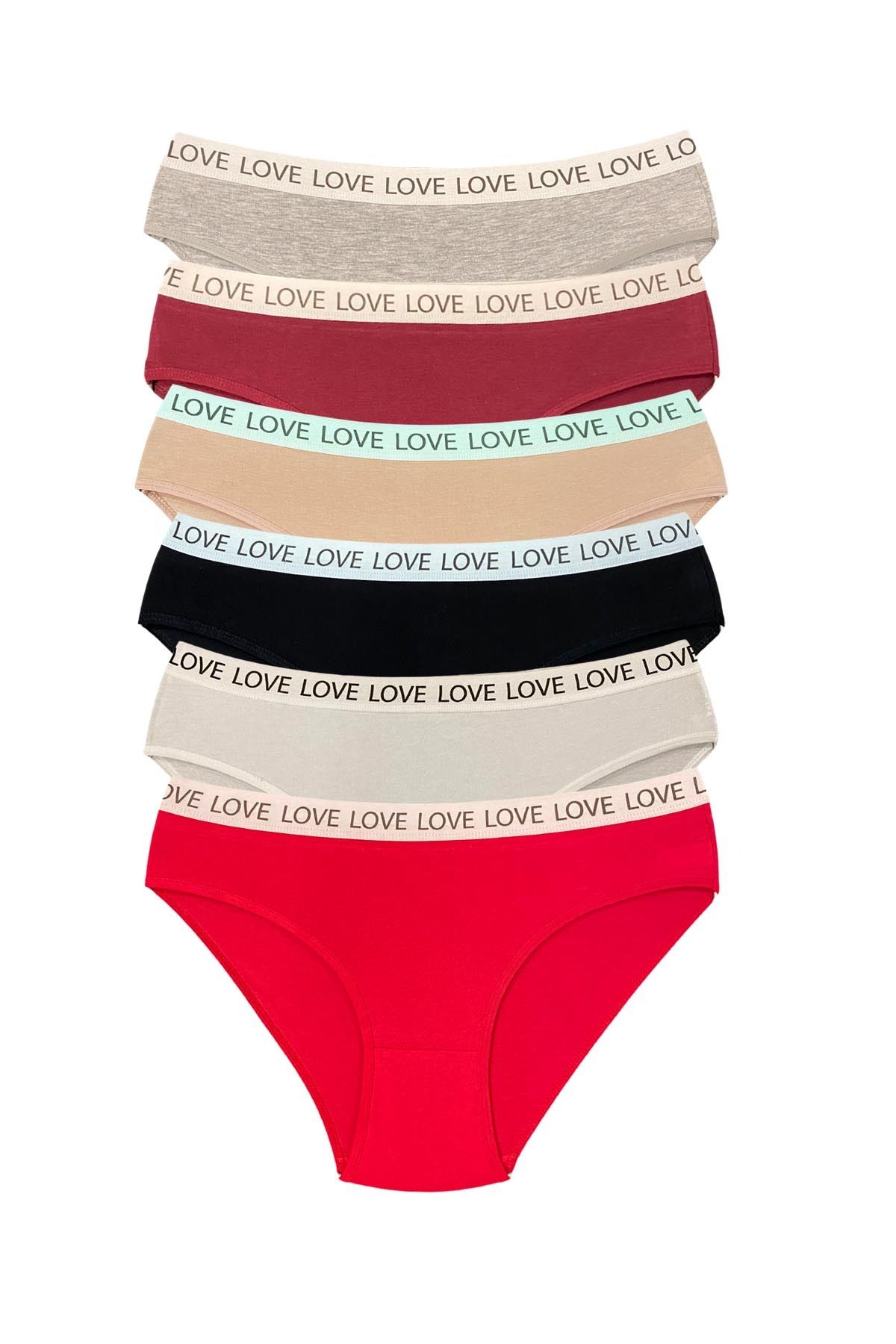 Shop58 6 Adet Pamuklu Esnek Kadın Slip Bikini Külot Geniş Lastikli Baskılı