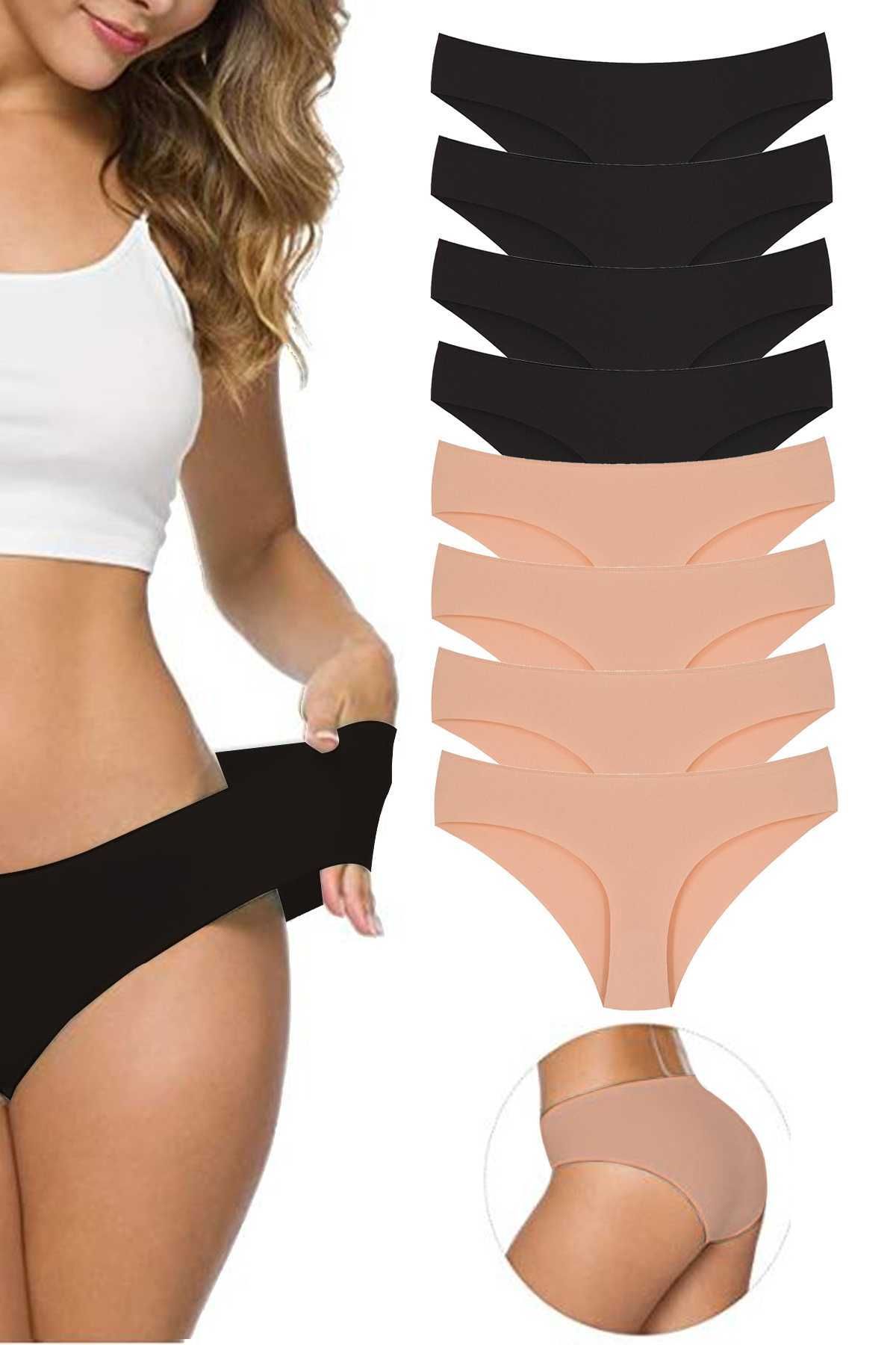 Shop58 8 Adet Kadın Dikişsiz Lazer Kesim Esnek İz yapmayan Külot S2