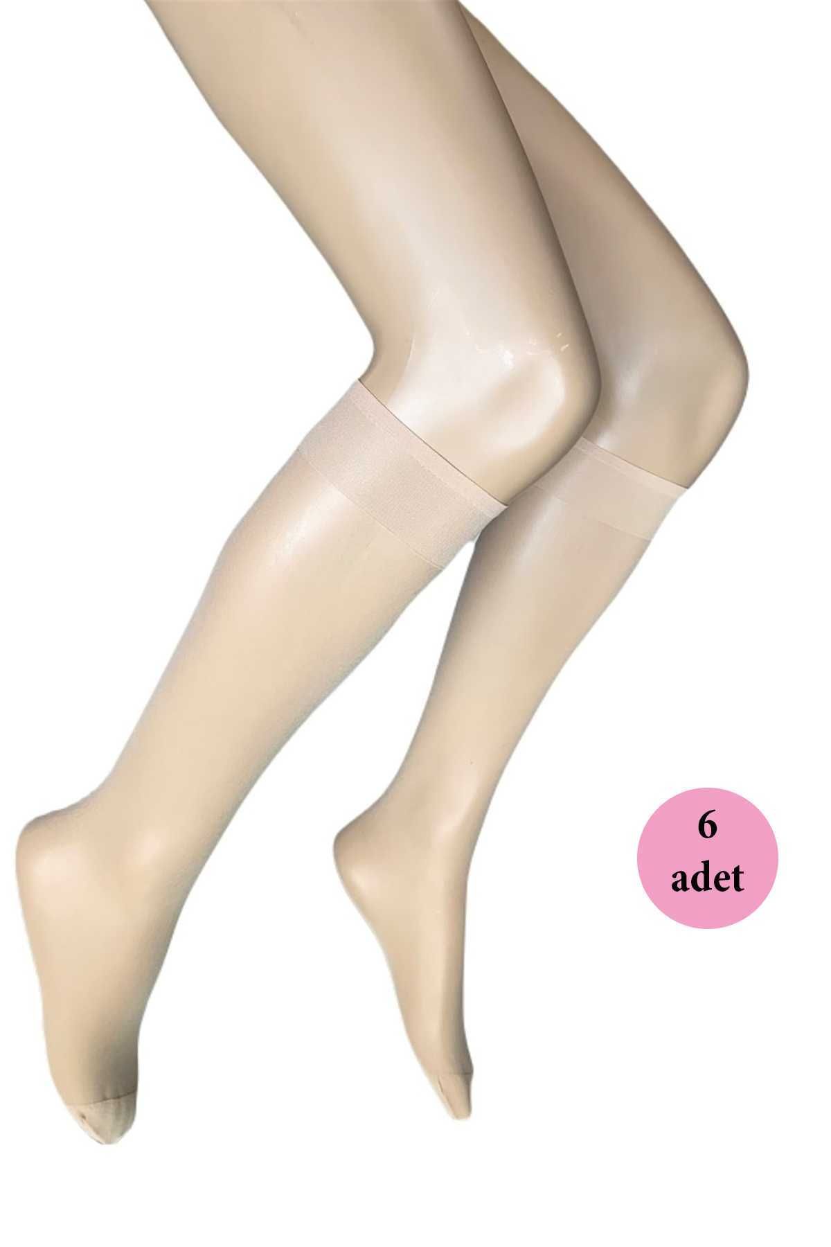Shop58 6 Adet Parlak Dizaltı Kadın Çorap 15 Denye Sahra 51