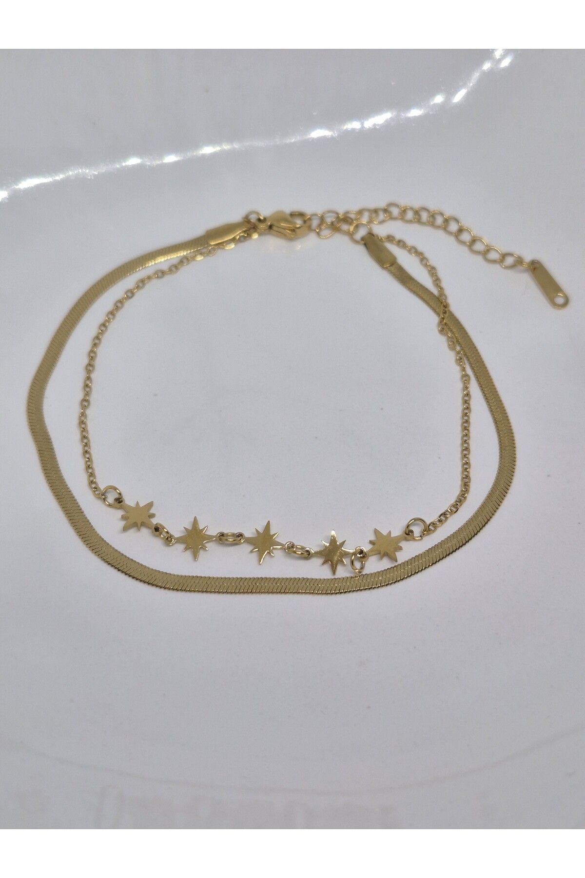 Store Yıldız Detaylı Altın Renk Halhal