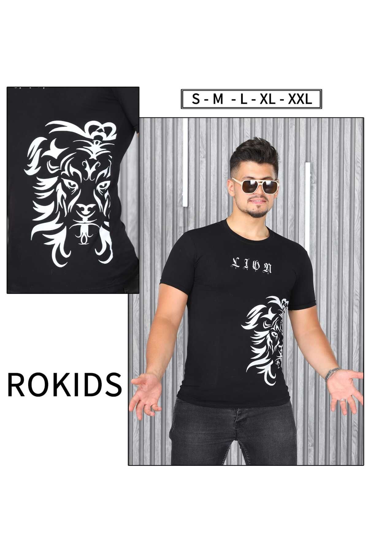 RO KİDS RO KIDS Ön Arka Baskılı Kurt Baskılı Regular Fit %100 Pamuk T-Shirt