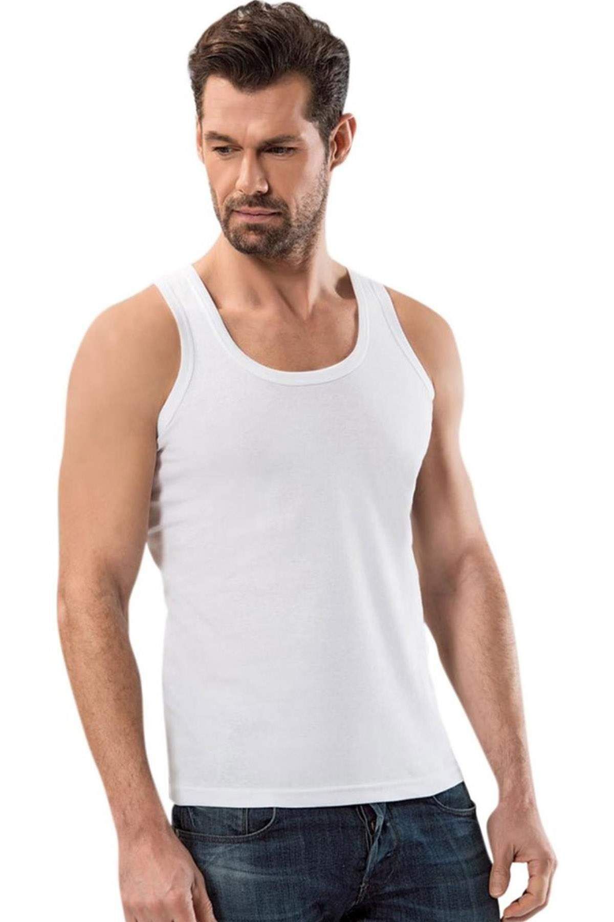 Shop58 Kalın Askılı Klasik Erkek Atlet Beyaz - 1151A