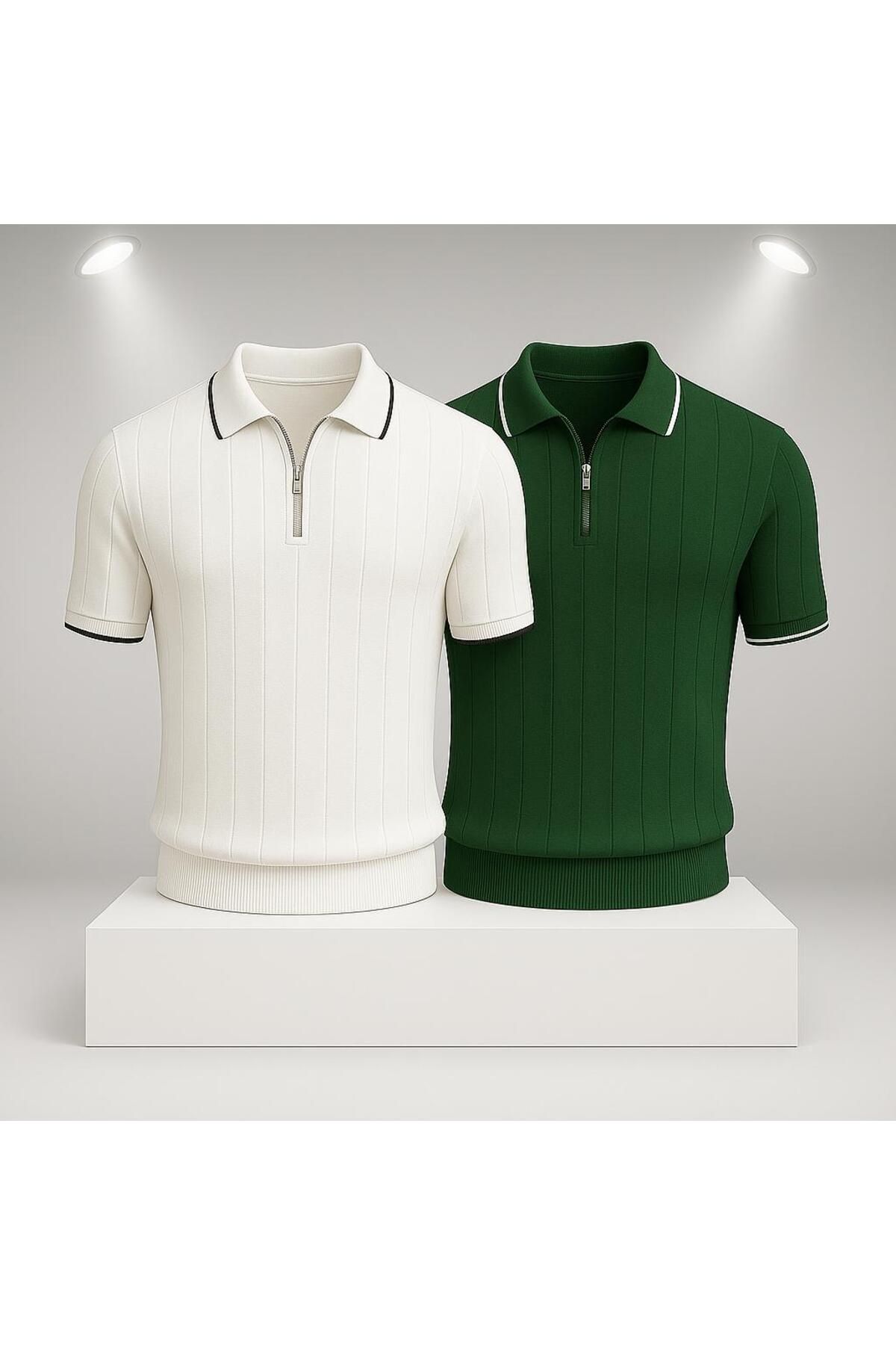 LC Waikiki 2'li Avantaj Polo Yaka Fermuarlı Kısa Kollu Nefes Alabilen Erkek Yazlık Triko Tişört / T-shirt