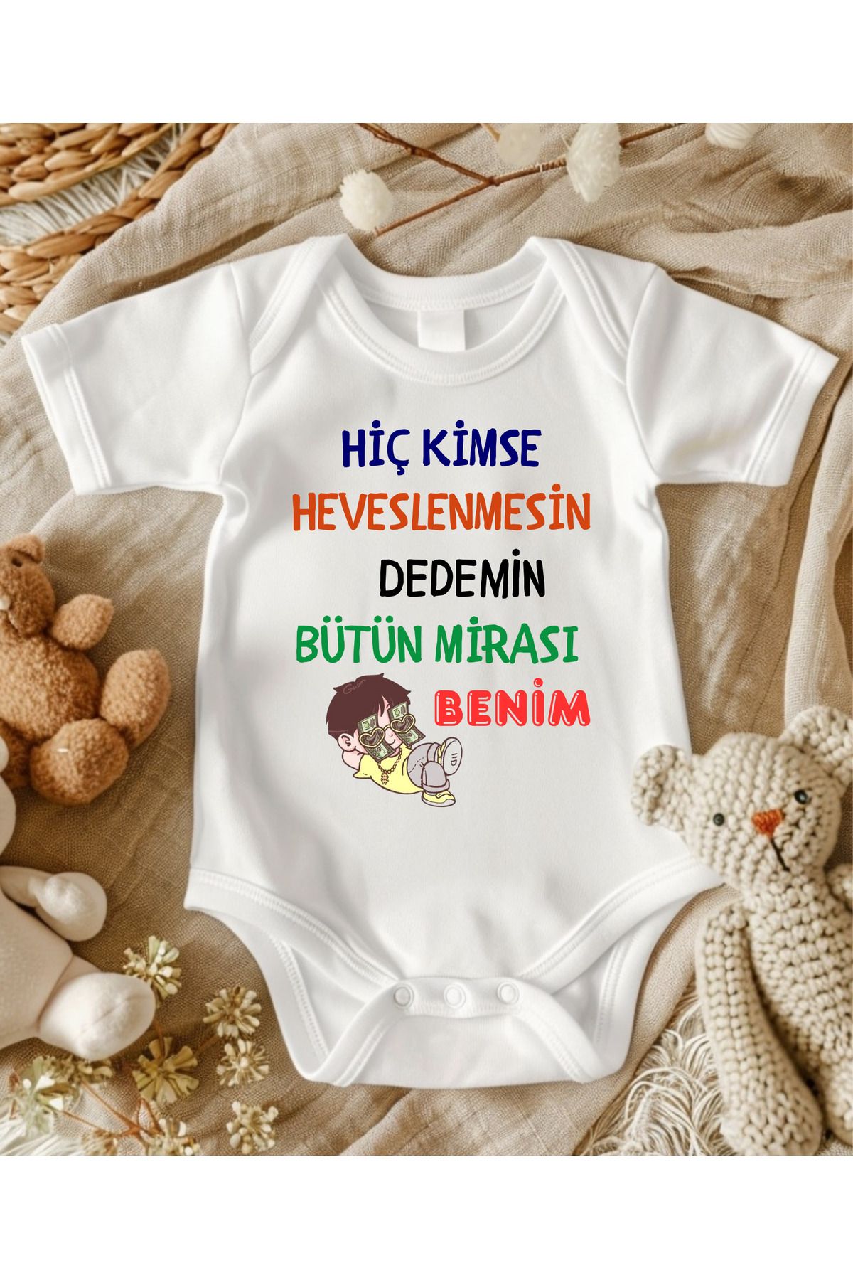 lupi Dede yazılı zıbın dedeye hediye bebek zıbın