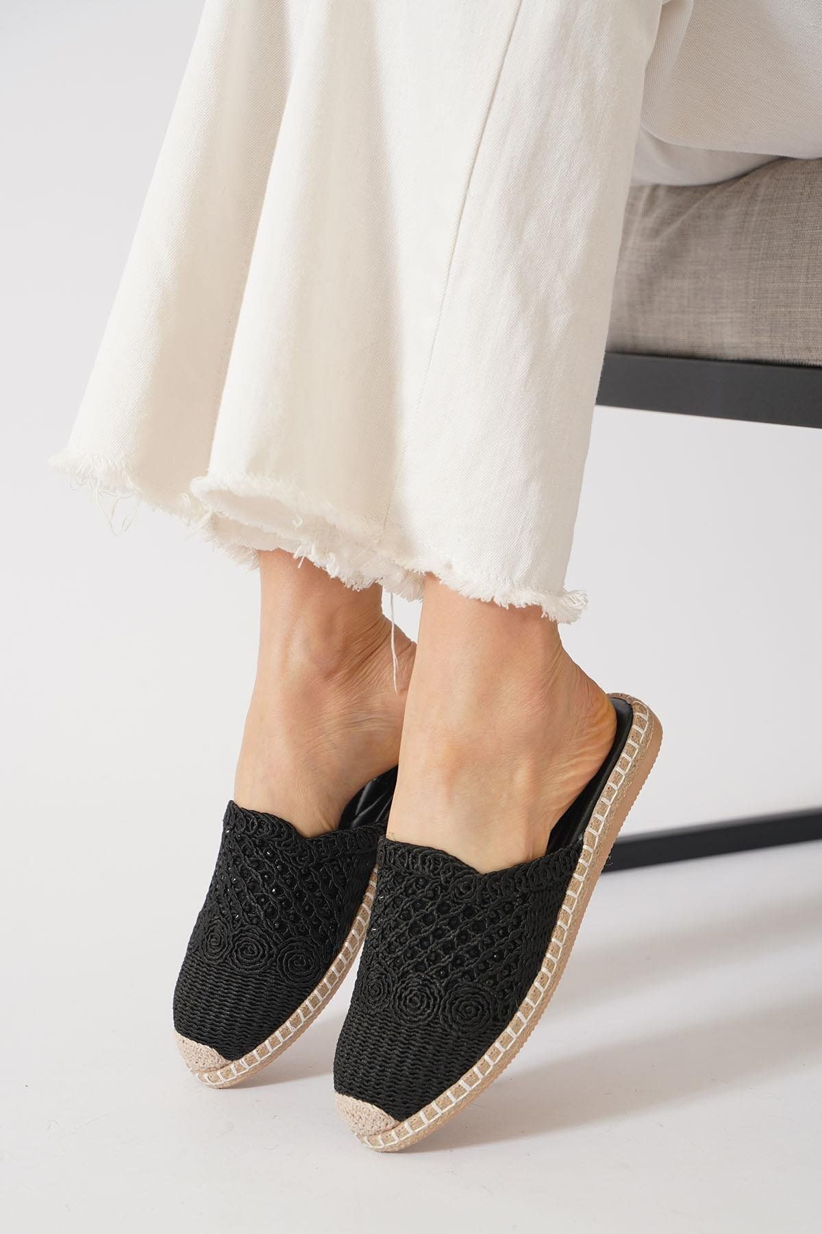 Moda Pie Sherly Triko Örme Kadın Terlik Siyah