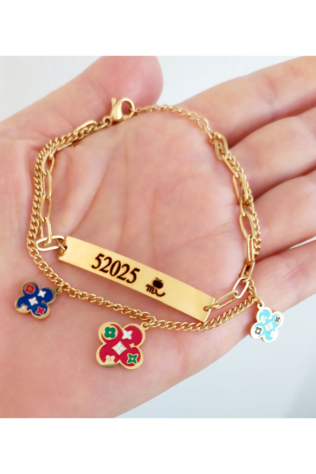 mutasarım Çelik Bileklik 52025 Tıkanıklıkları Aç Sayı Sekanslı İkili Gold Bilekik