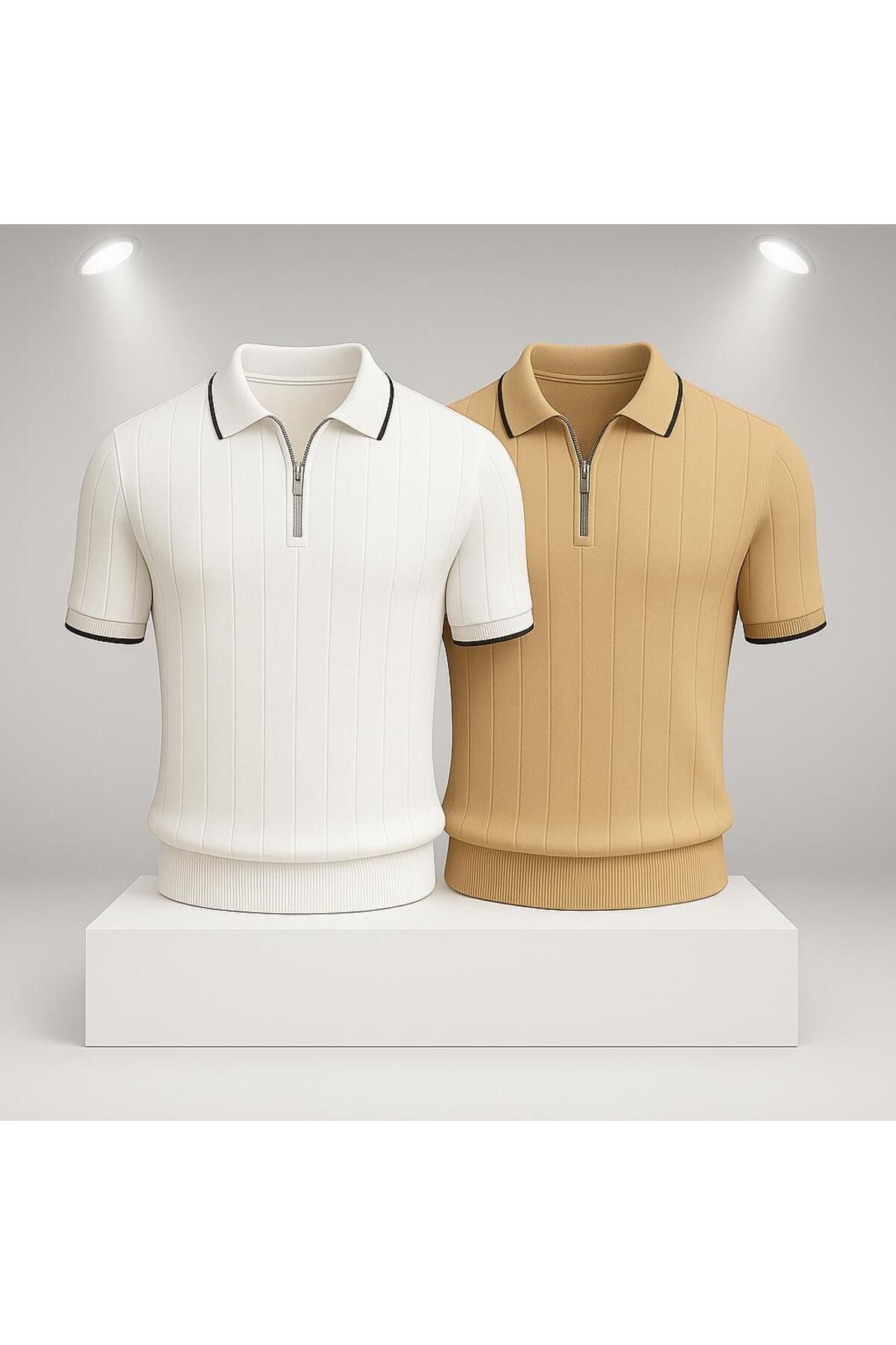 LC Waikiki 2'li Avantaj Polo Yaka Fermuarlı Kısa Kollu Nefes Alabilen Erkek Yazlık Triko Tişört / T-shirt