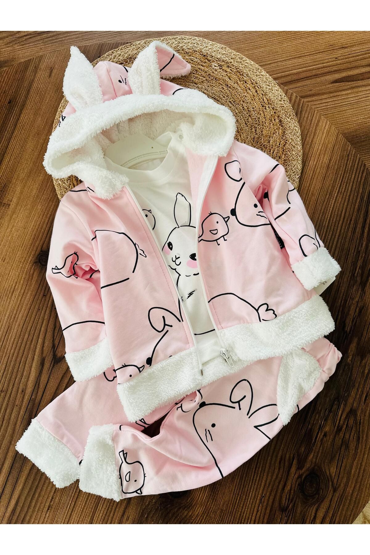 Amur Bebek Ve Çocuk 3'lü takım kürk detay