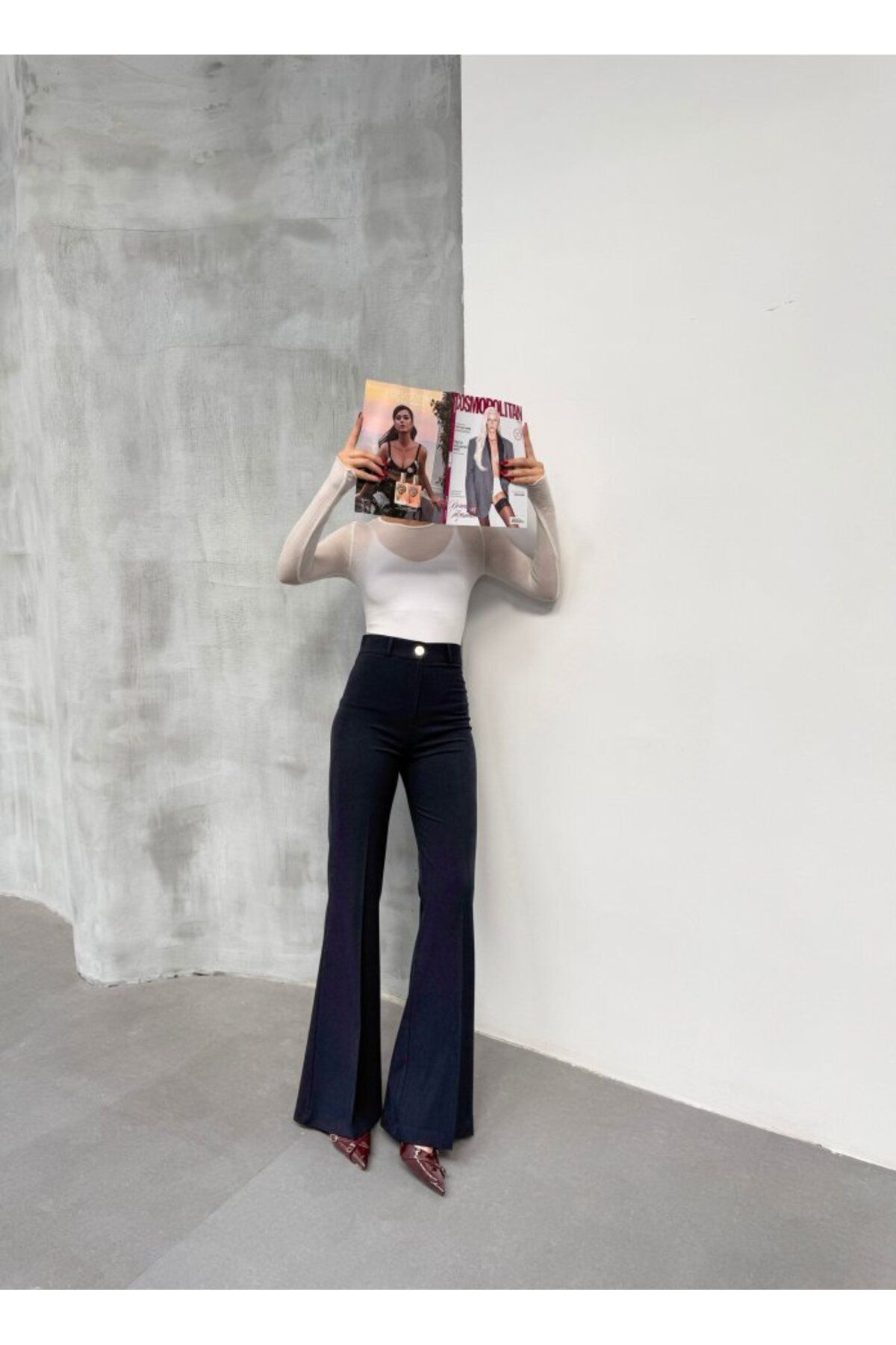 Şair 230 Gr Poly Viscose Full Lycra İspanyol Paça Pantolon