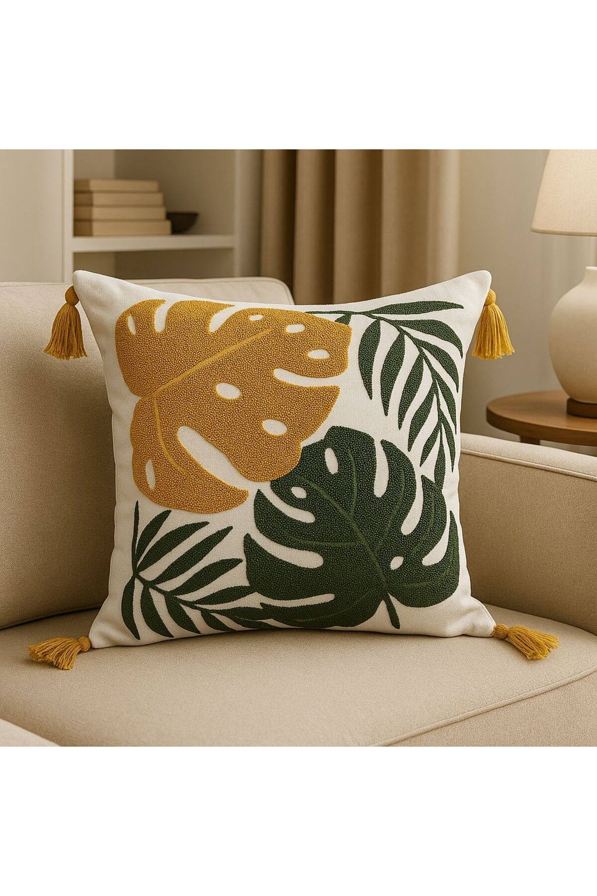 Salteks Punch Panç Nakşlı Dekoratif kırlent Kılıfı (1Adet) 44x44 Cm