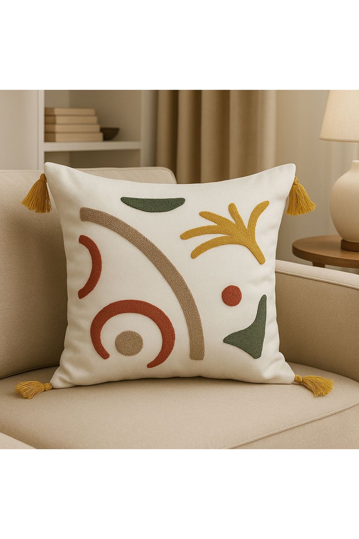 Salteks Punch Panç Nakşlı Dekoratif kırlent Kılıfı (1Adet) 44x44 Cm