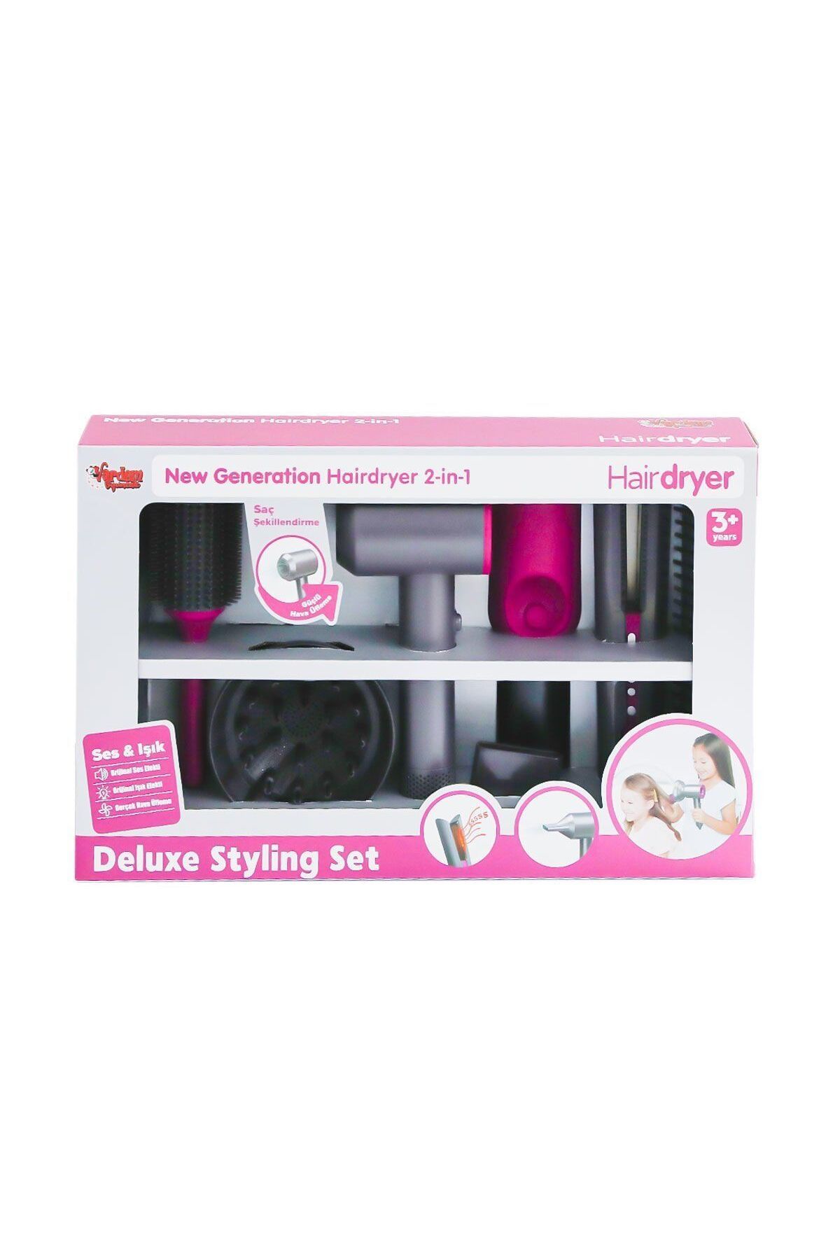 TimeStart HUA-1019 Sesli ve Işıklı 2IN1 Lü * Saç Şekillendirici Set -Vardem Oyuncak