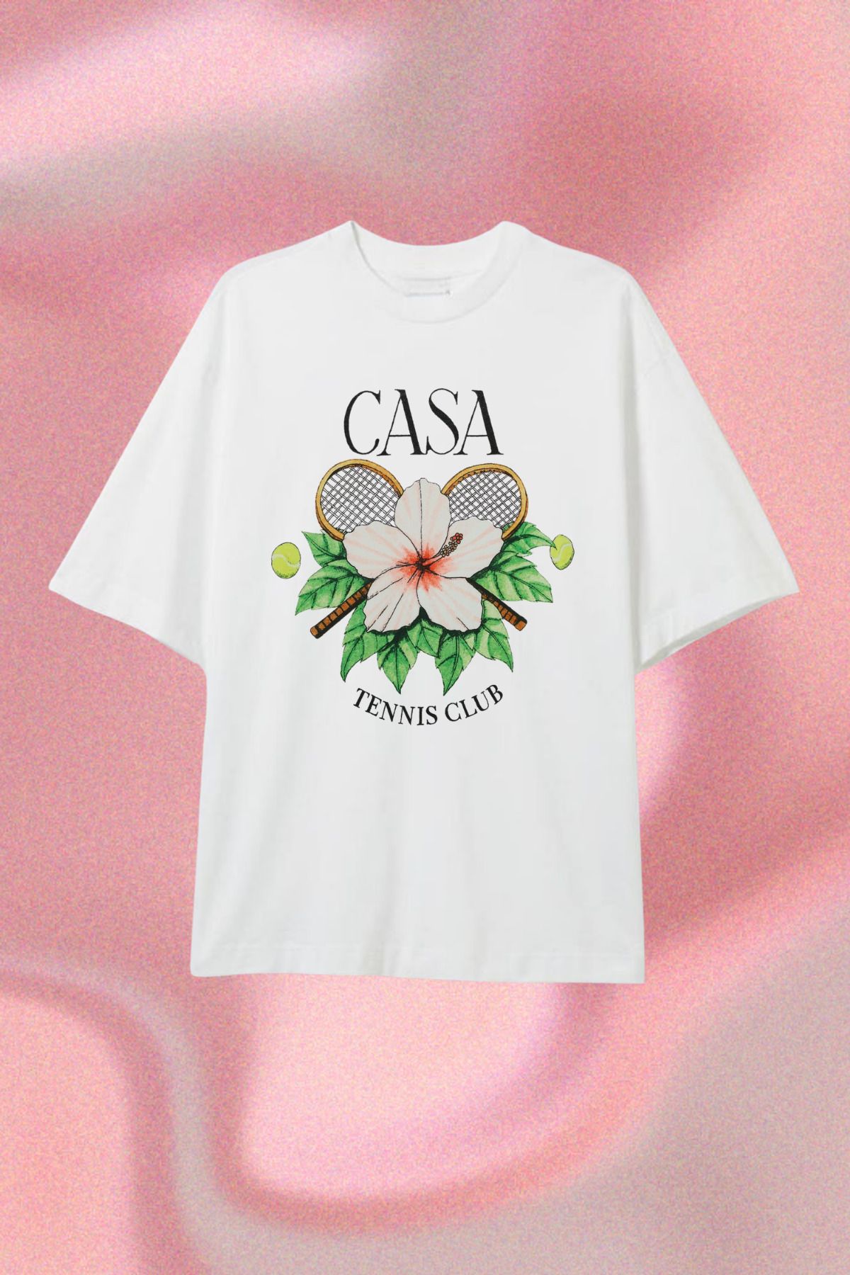 Dupe Design Casa Tennis Club Baskılı Beyaz Oversize T-shirt