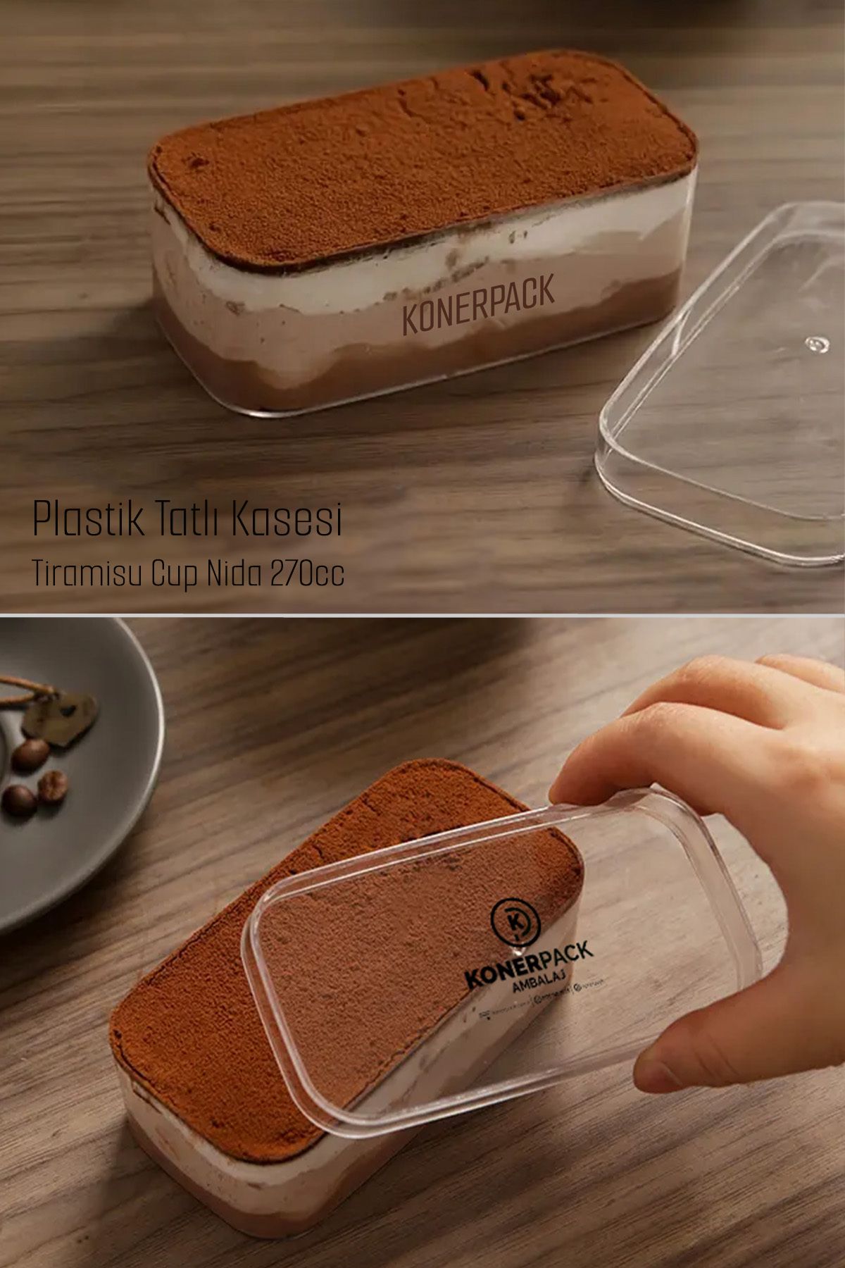 KONERPACK Tiramisu Cup Nida 270 cc - 12 Adet Kapaklı