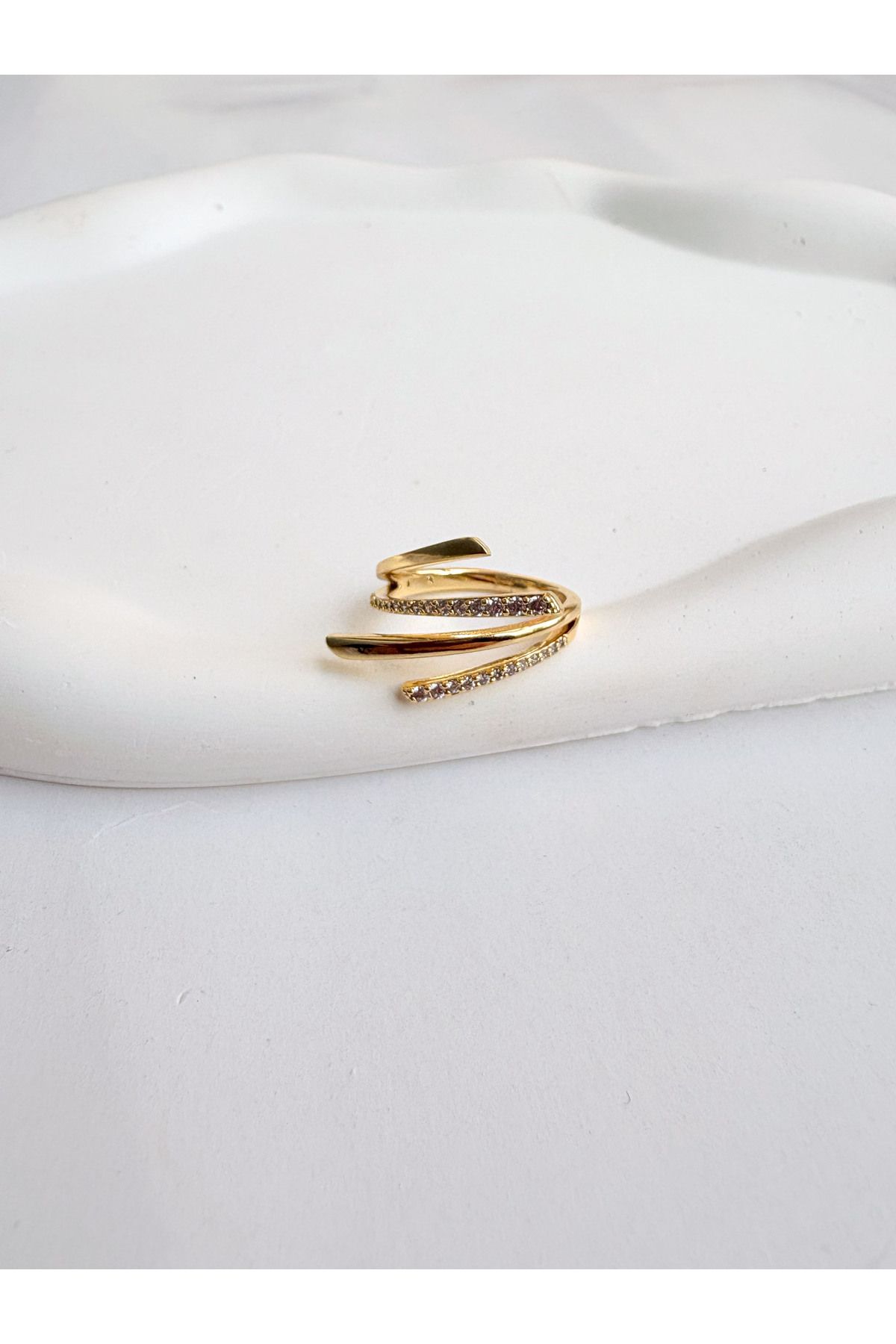 almitra jewelry Xuping 14K Gold Renkli Çelik Taşlı Ayarlanabilir Yüzük
