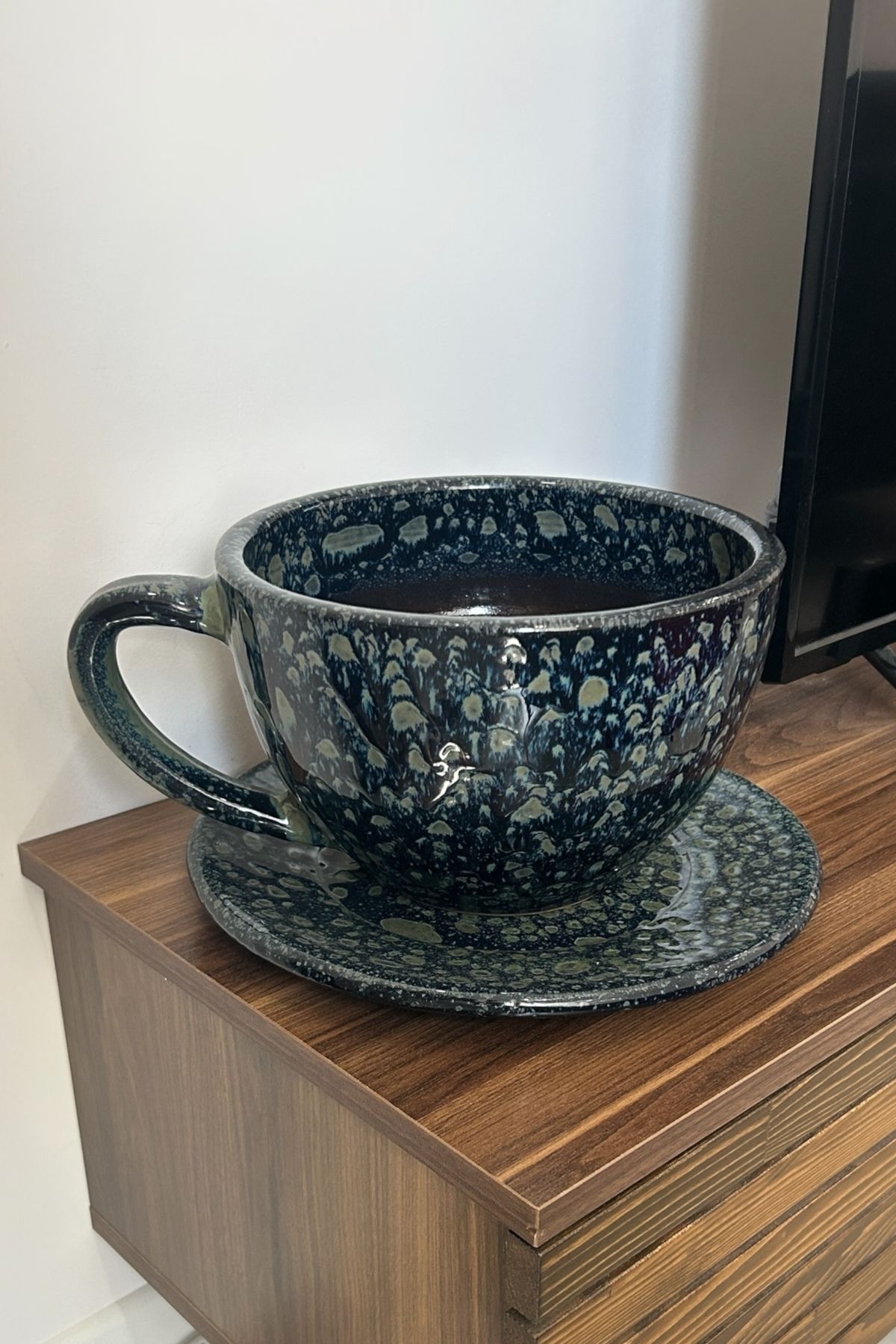 AdenArt DEV DEKORATİF KAHVE FİNCANI - TABAKLI TOPRAK SAKSI 15*26 cm