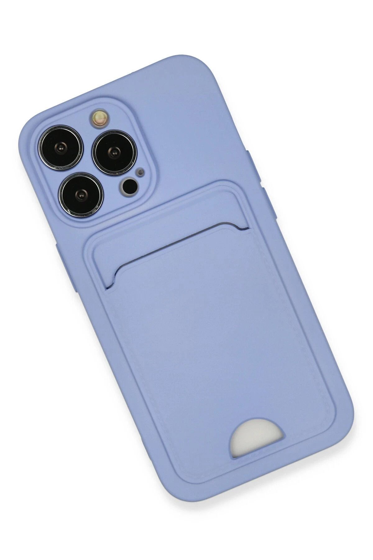 NewFace iPhone 13 Pro Kılıf Kelvin Kartvizitli Silikon - Lila GLSTD