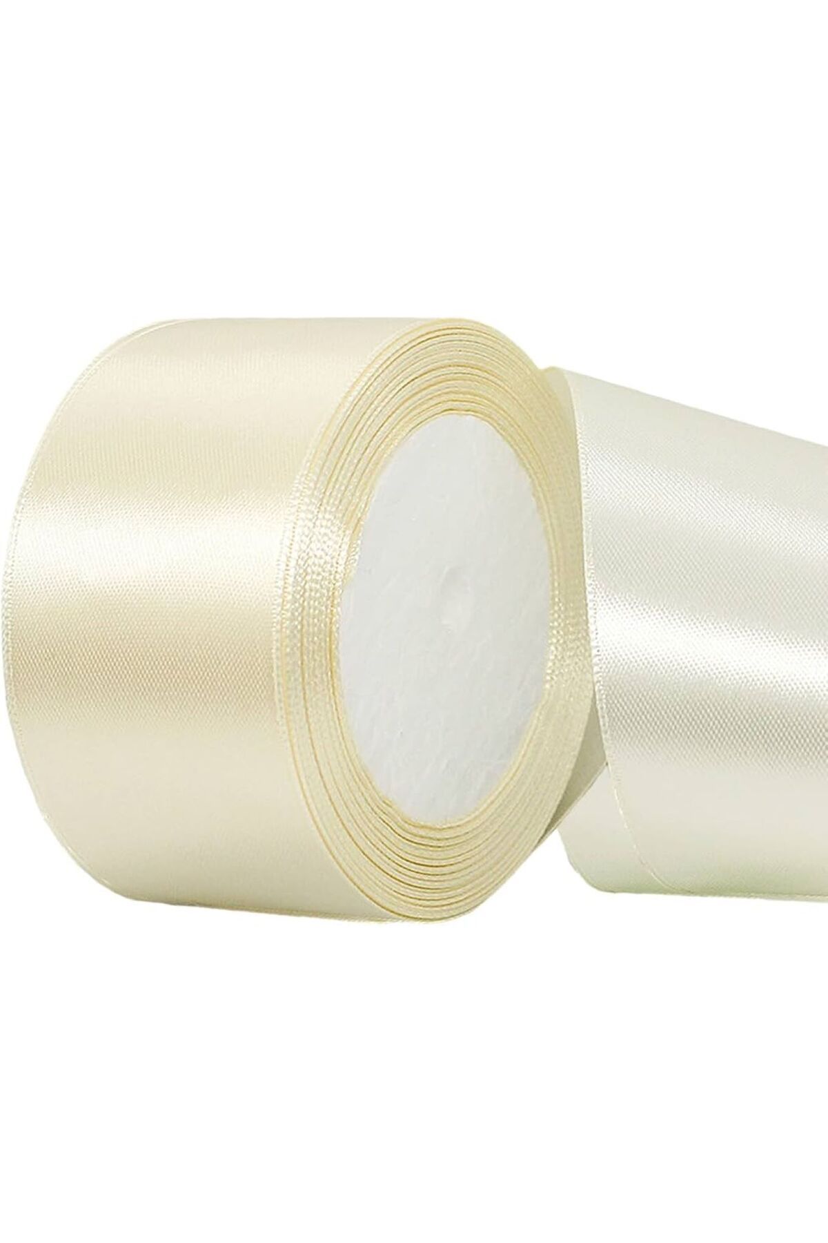 serap çiçekçilik 6cm. 10 METRE ÇİFT TARAFLI KREM RENK SATEN KURDELE