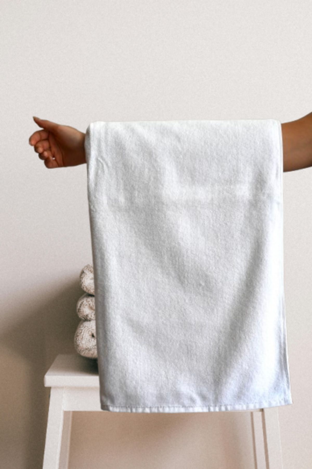 Sermio Büyük Boy Banyo Duş havlusu Beyaz %100 Pamuk