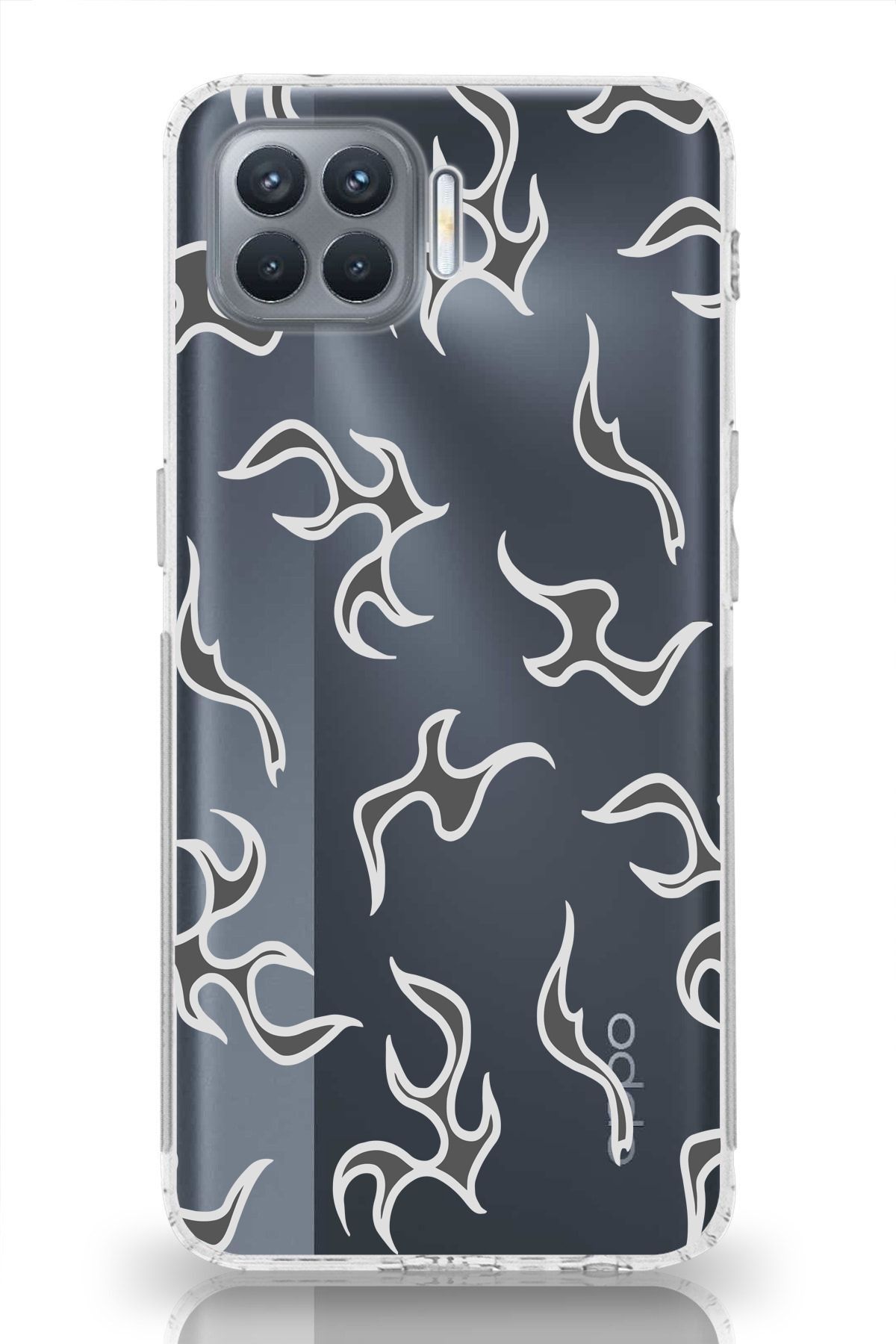 moonset Oppo Reno 4 Lite Uyumlu Şimşek Tasarımlı Baskılı Şeffaf Telefon Kılıfı