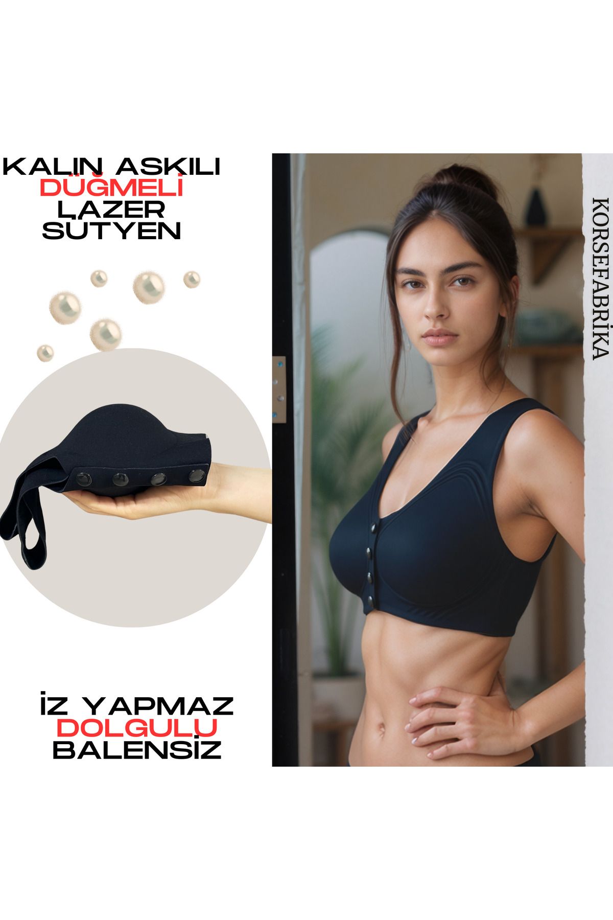 KORSEFABRİKA-Laser Front Button Invisible Wire Free Seamless Ghost Bra with Removable Pads 2