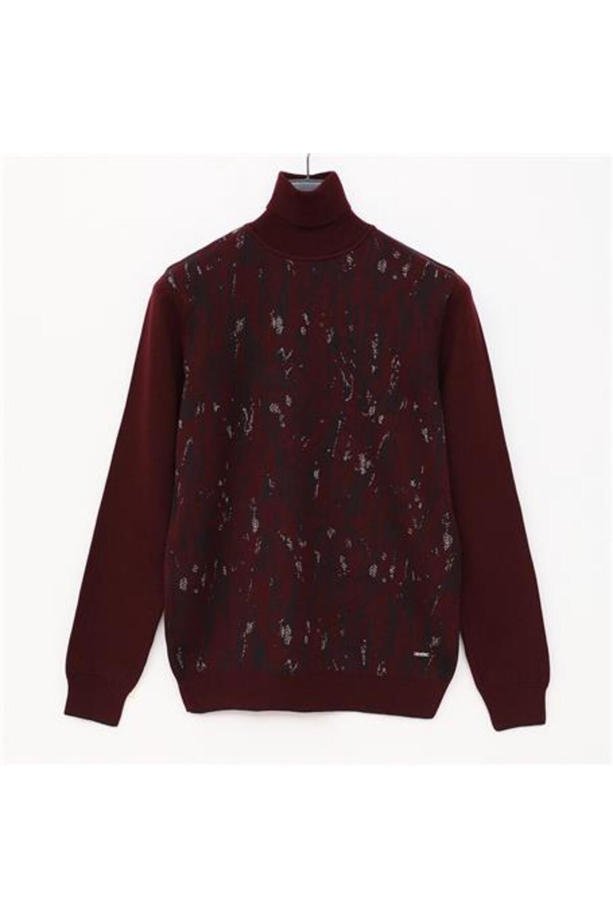 Shop58 Erkek Uzun Kol Balıkçı Yaka Triko Kazak - 189305 - Koyu Bordo