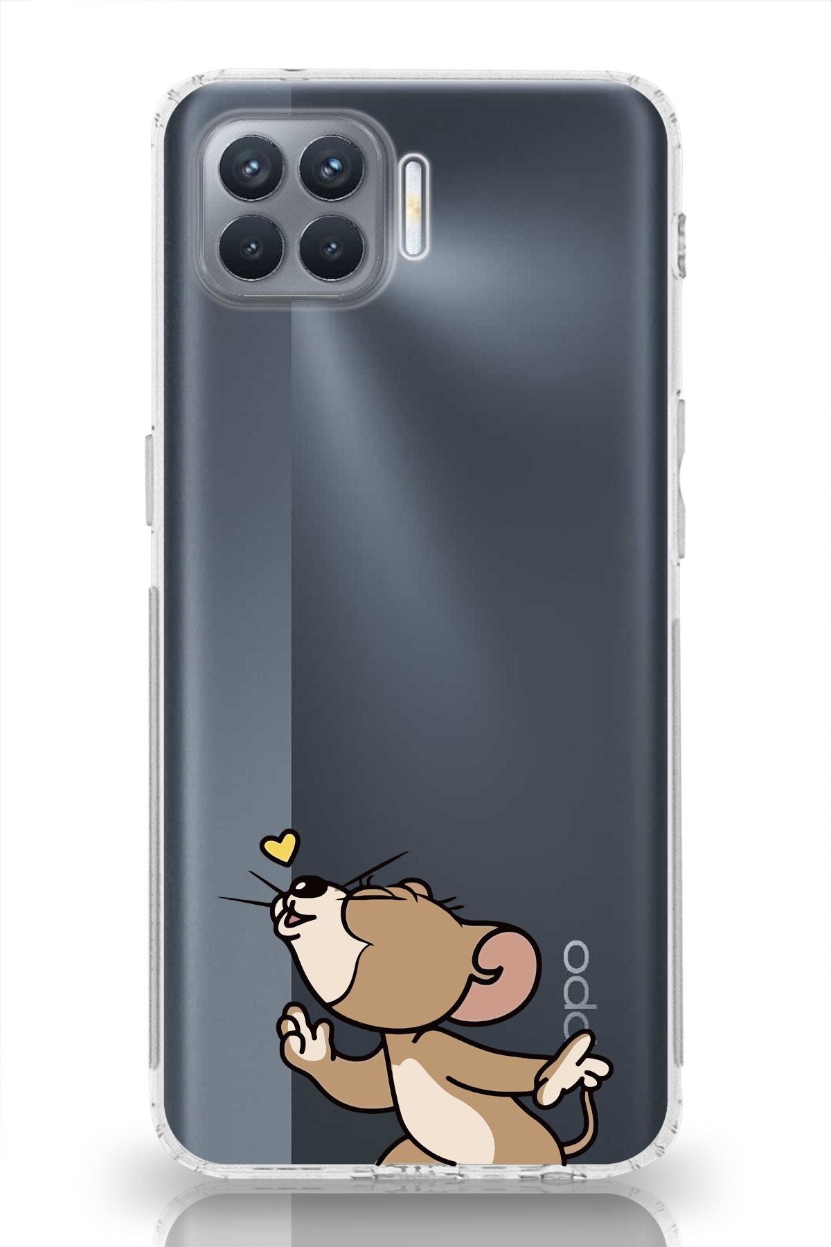moonset Oppo Reno 4 Lite Uyumlu Jerry Tasarımlı Baskılı Şeffaf Telefon Kılıfı