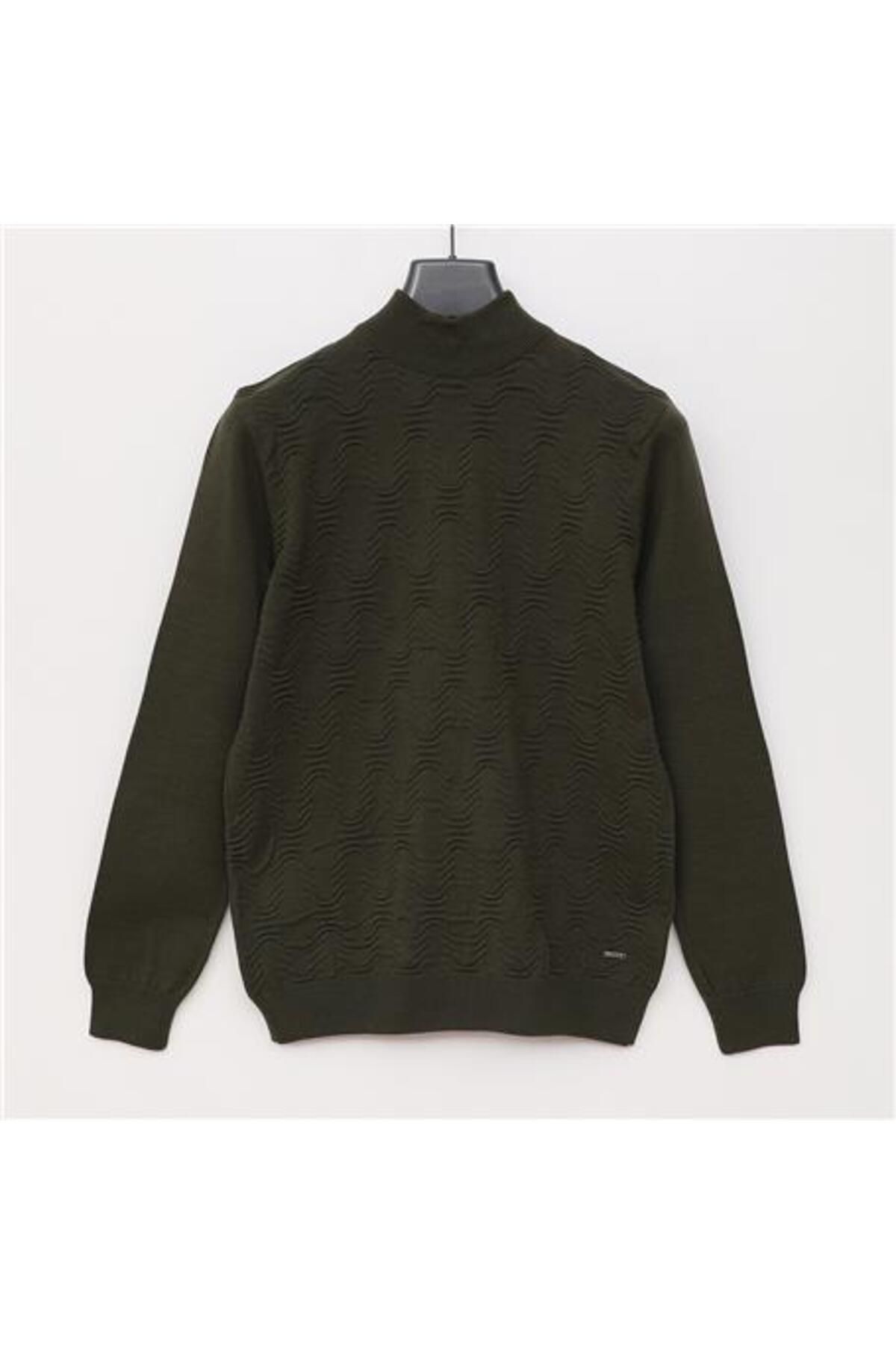 Shop58 Erkek Balıkçı Yaka Uzun Kol Triko Kazak - 189280 - Koyu Sarı