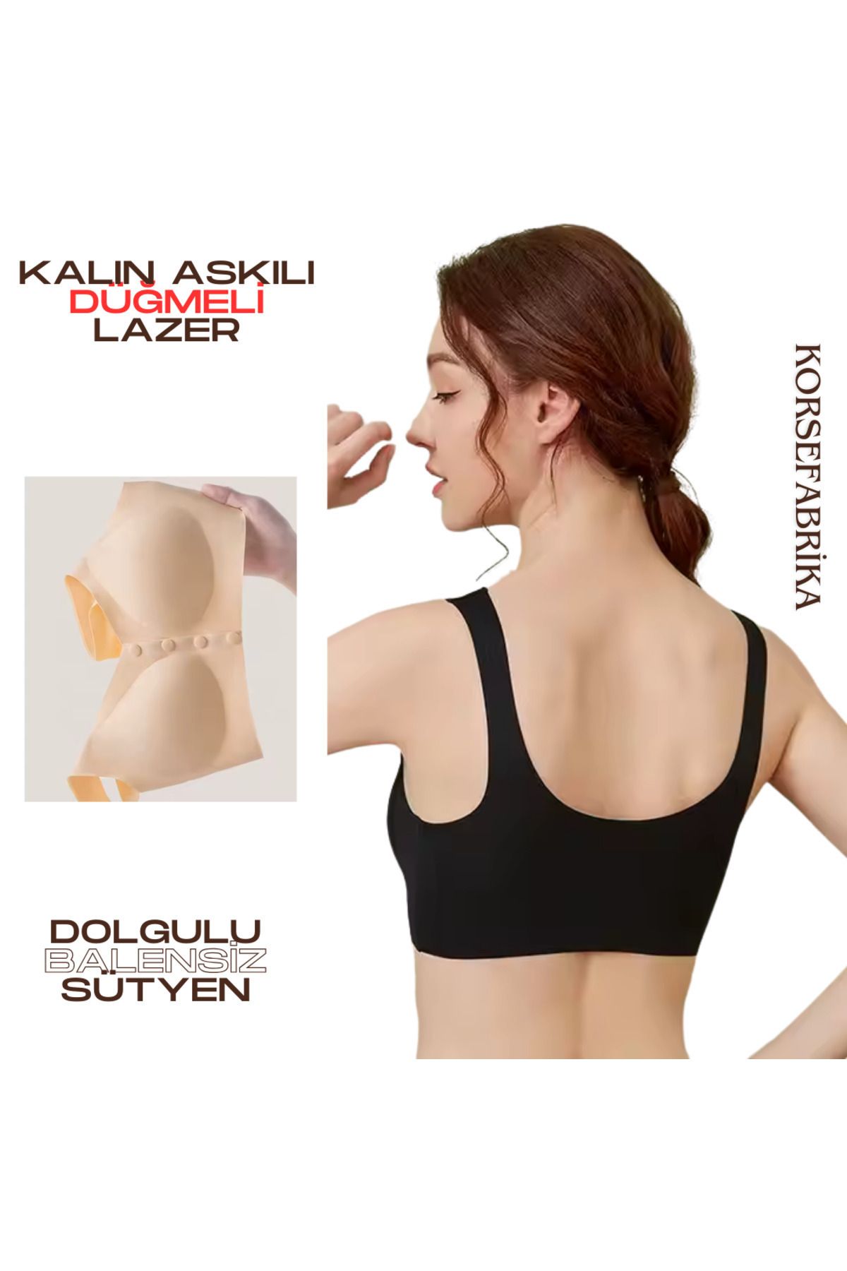 KORSEFABRİKA-Laser Front Button Invisible Wire Free Seamless Ghost Bra with Removable Pads 6