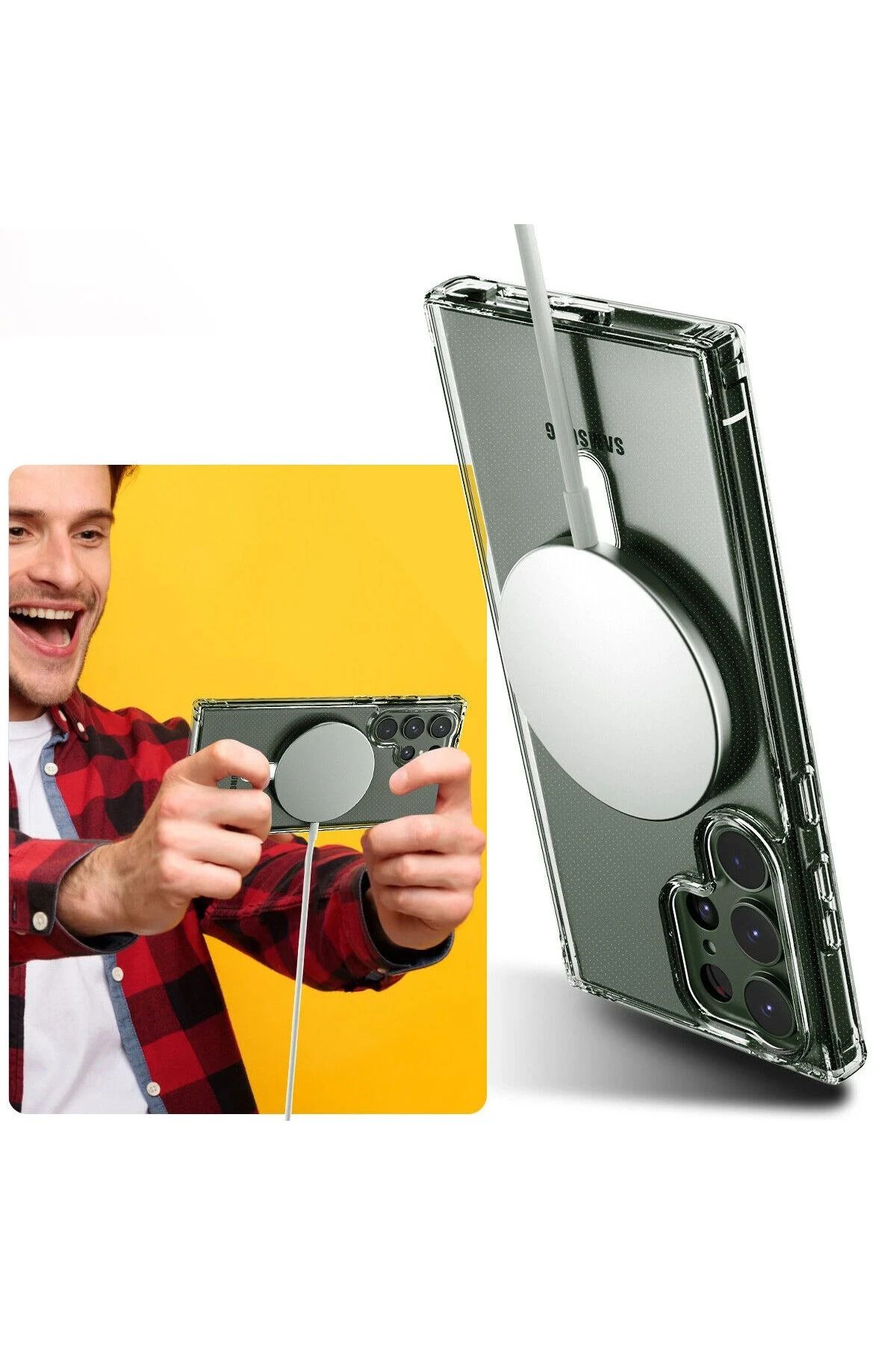 NewFace Galaxy S23 Ultra Kılıf Magneticsafe Şeffaf Silikon - Şeffaf SVLRS