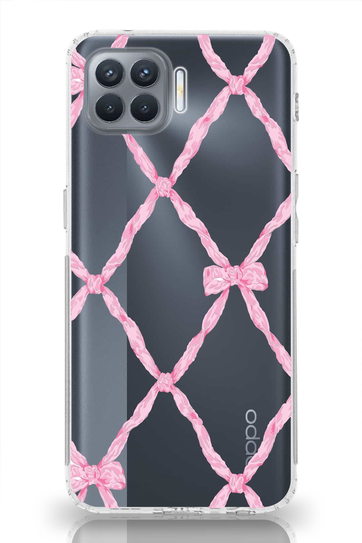 moonset Oppo Reno 4 Lite Uyumlu Fiyonk Tasarımlı Baskılı Şeffaf Telefon Kılıfı