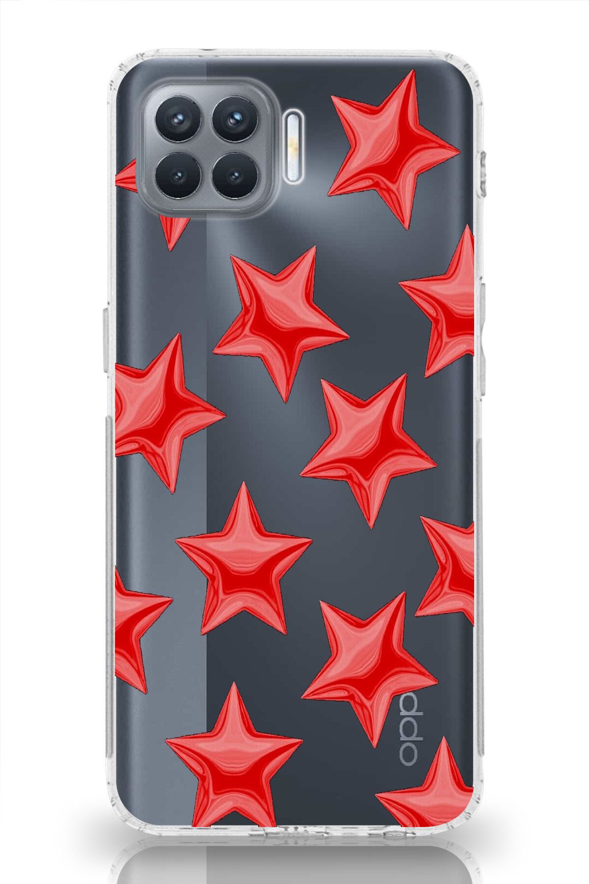 moonset Oppo Reno 4 Lite Uyumlu Yıldızlar Tasarımlı Baskılı Şeffaf Telefon Kılıfı