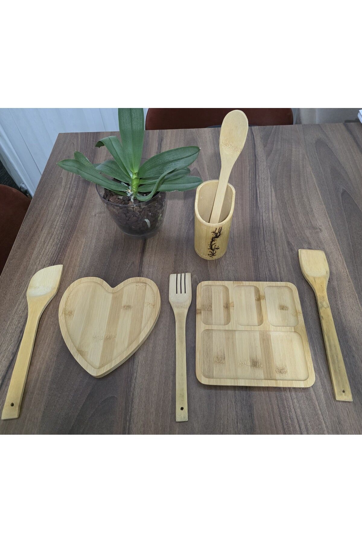 BuMeria Bambu Spatula ve Sunumluk Tabak