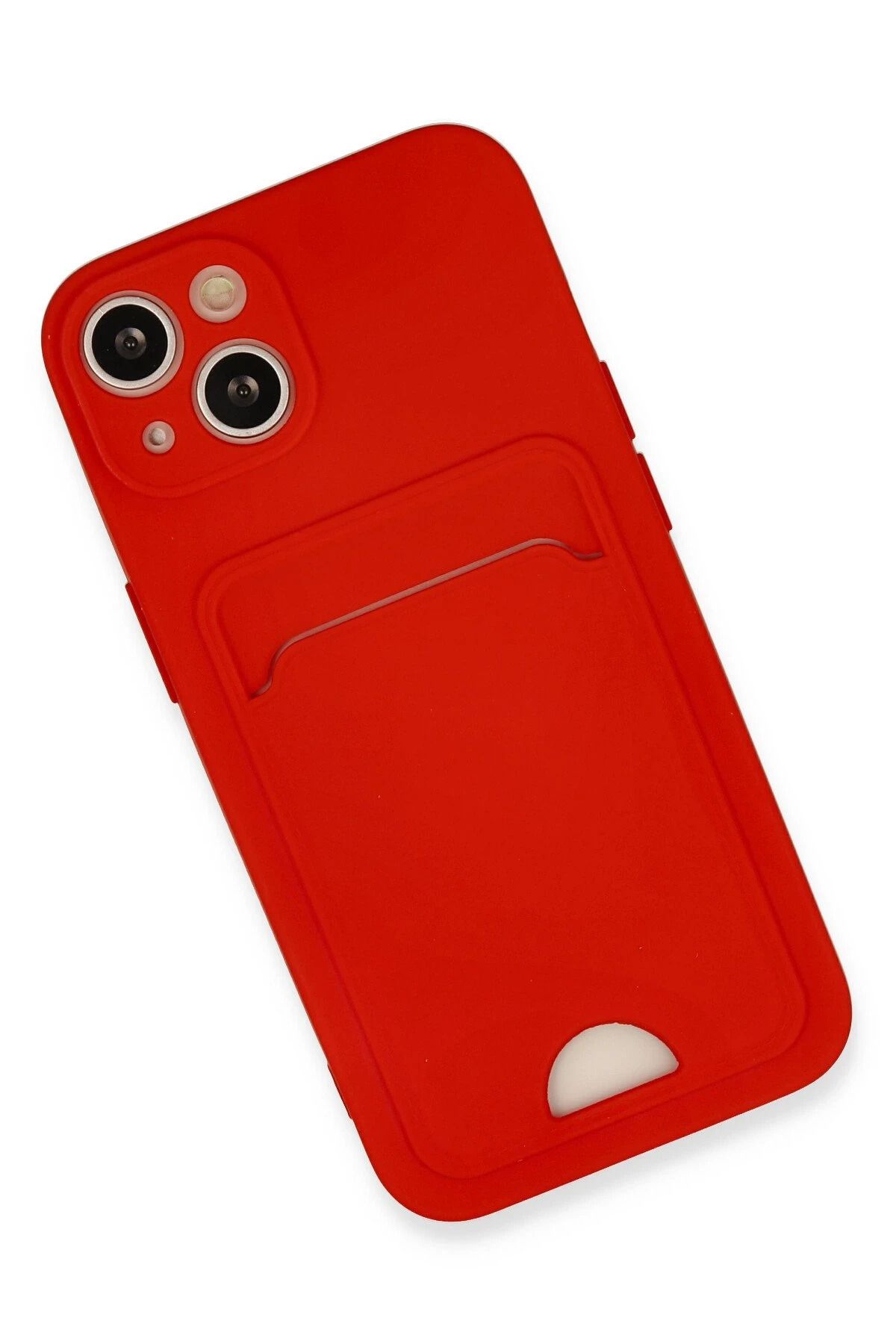 NewFace iPhone 13 Kılıf Kelvin Kartvizitli Silikon - Kırmızı FLKRY