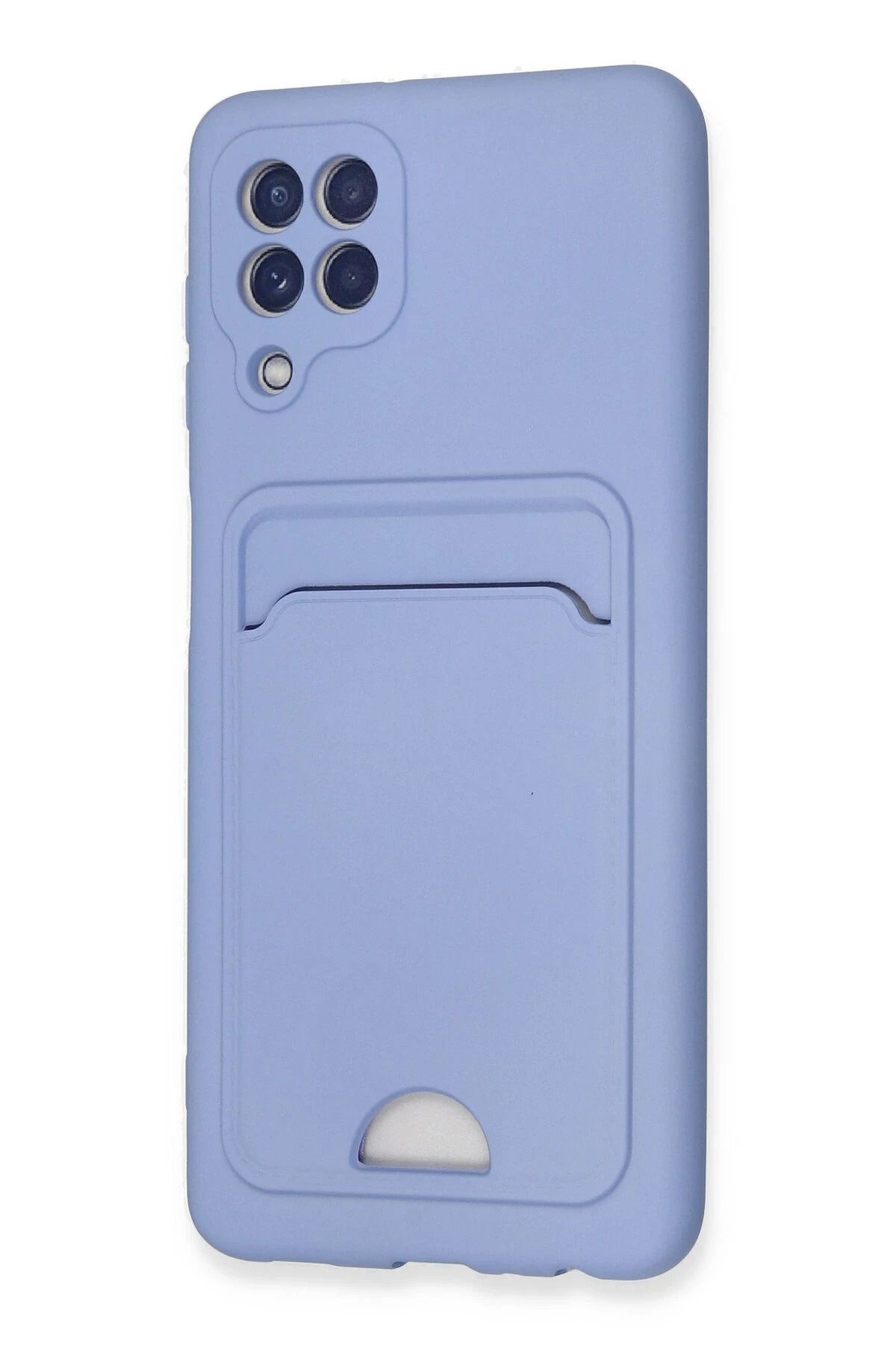 NewFace Samsung Galaxy A22 Kılıf Kelvin Kartvizitli Silikon - Lila YKTSN