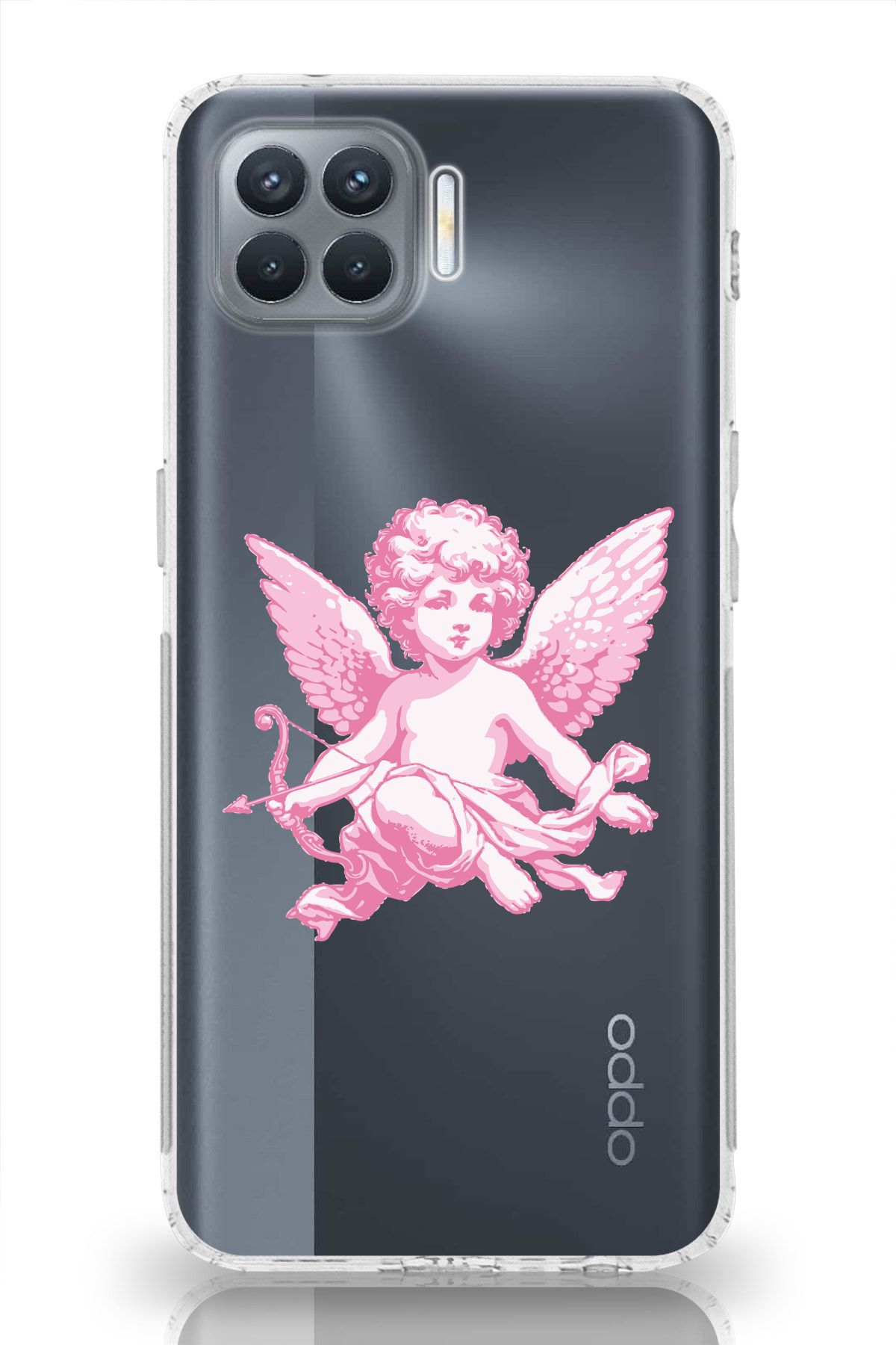 moonset Oppo Reno 4 Lite Uyumlu Melek Tasarımlı Baskılı Şeffaf Telefon Kılıfı