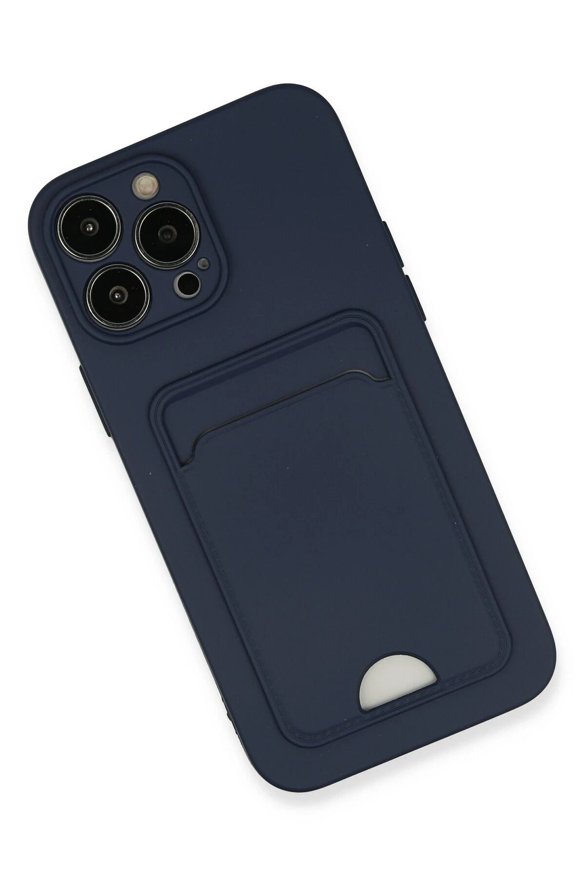NewFace iPhone 13 Pro Max Kılıf Kelvin Kartvizitli Silikon - Lacivert ALMLA