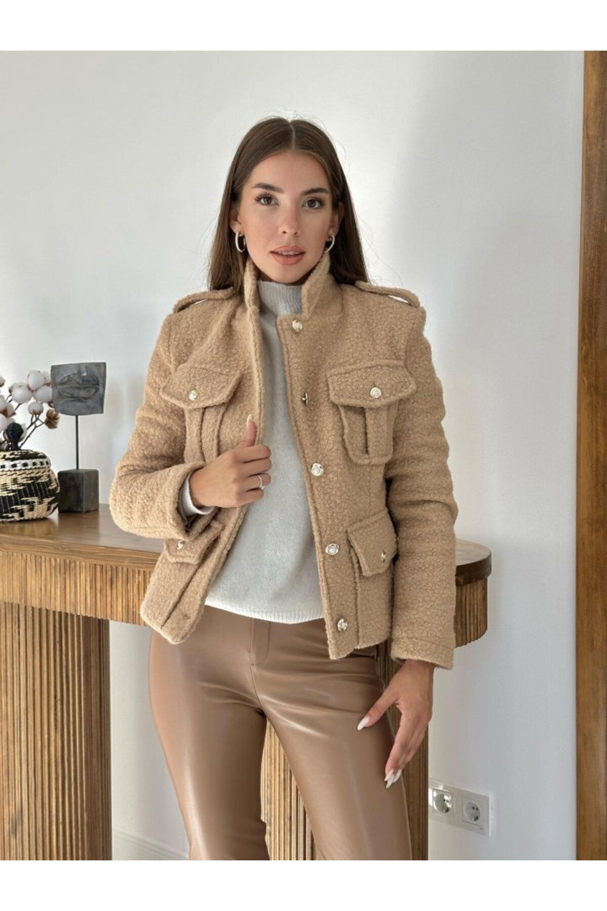 Şair Camel Cepli Yumoş Ceket