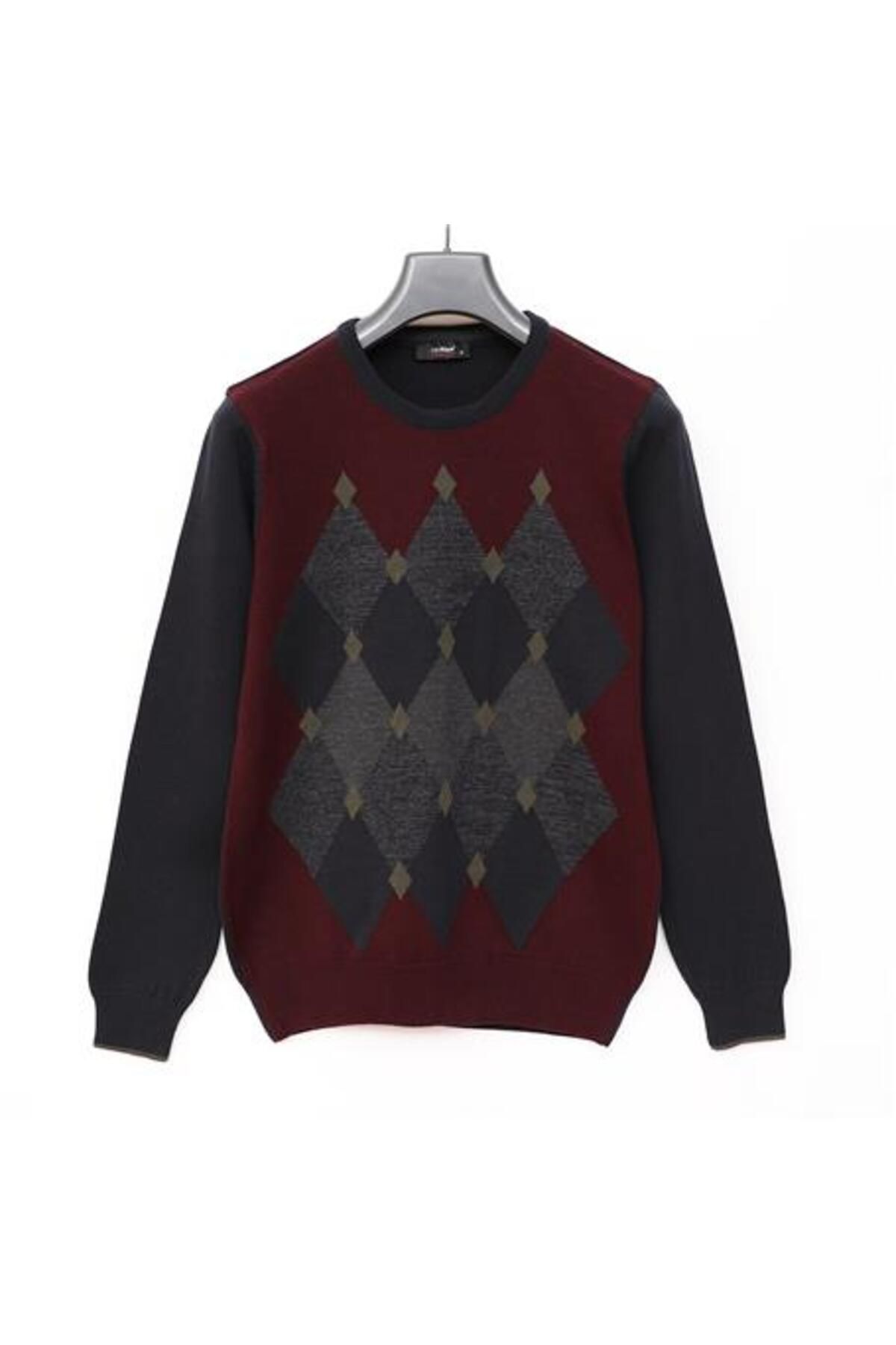 Shop58 Erkek Bisiklet Yaka Uzun Kol Triko Kazak - 189229 - Koyu Bordo