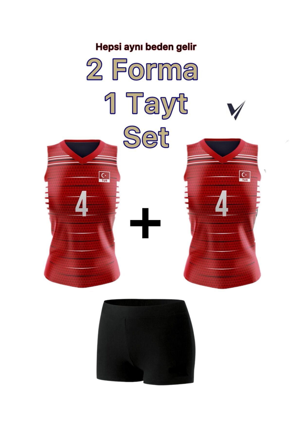 FormaVole Voleybol Forması 2 Adet Voleybol Taytı 1 Adet Set Voleybol Forma Tayt Set Kırmızı Volleyball