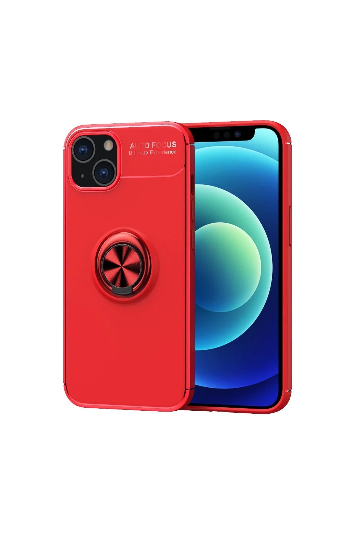 NewFace iPhone 13 Kılıf Range Yüzüklü Silikon - Kırmızı SVLRS