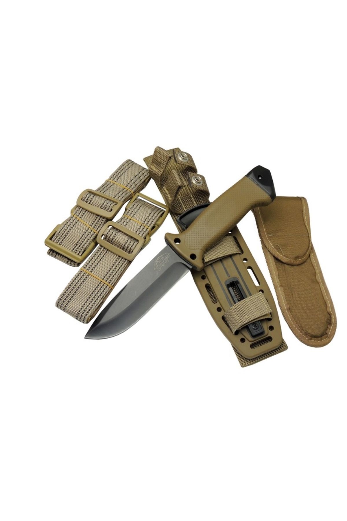Easy Tedarik Tiger Tactical HTM 3321 B Kahverengi Outdoor / Survival Bıçak 27cm - Kauçuk Sap, Kılıflı, Kutulu