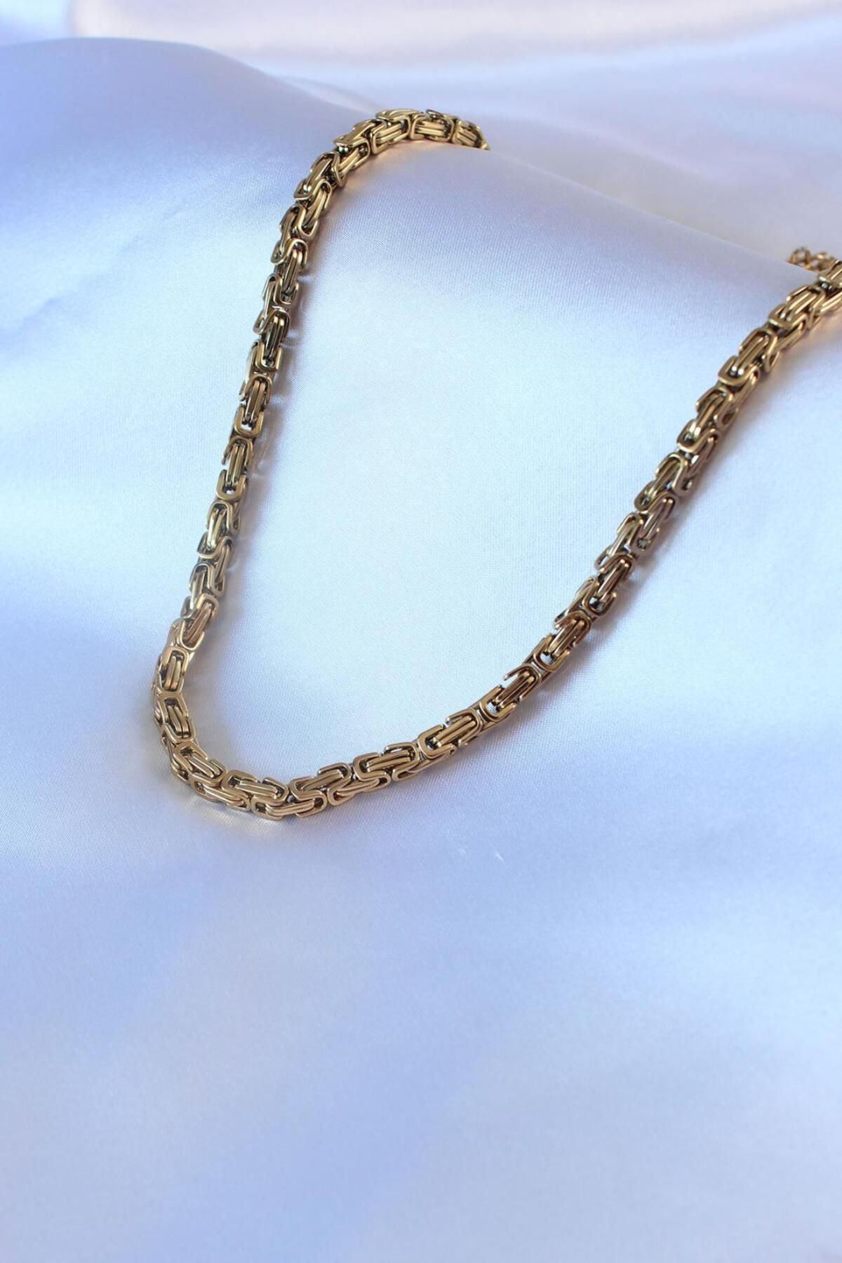 ABENOVA Çelik Gold Renk Kral Zincir Model Erkek Kolye