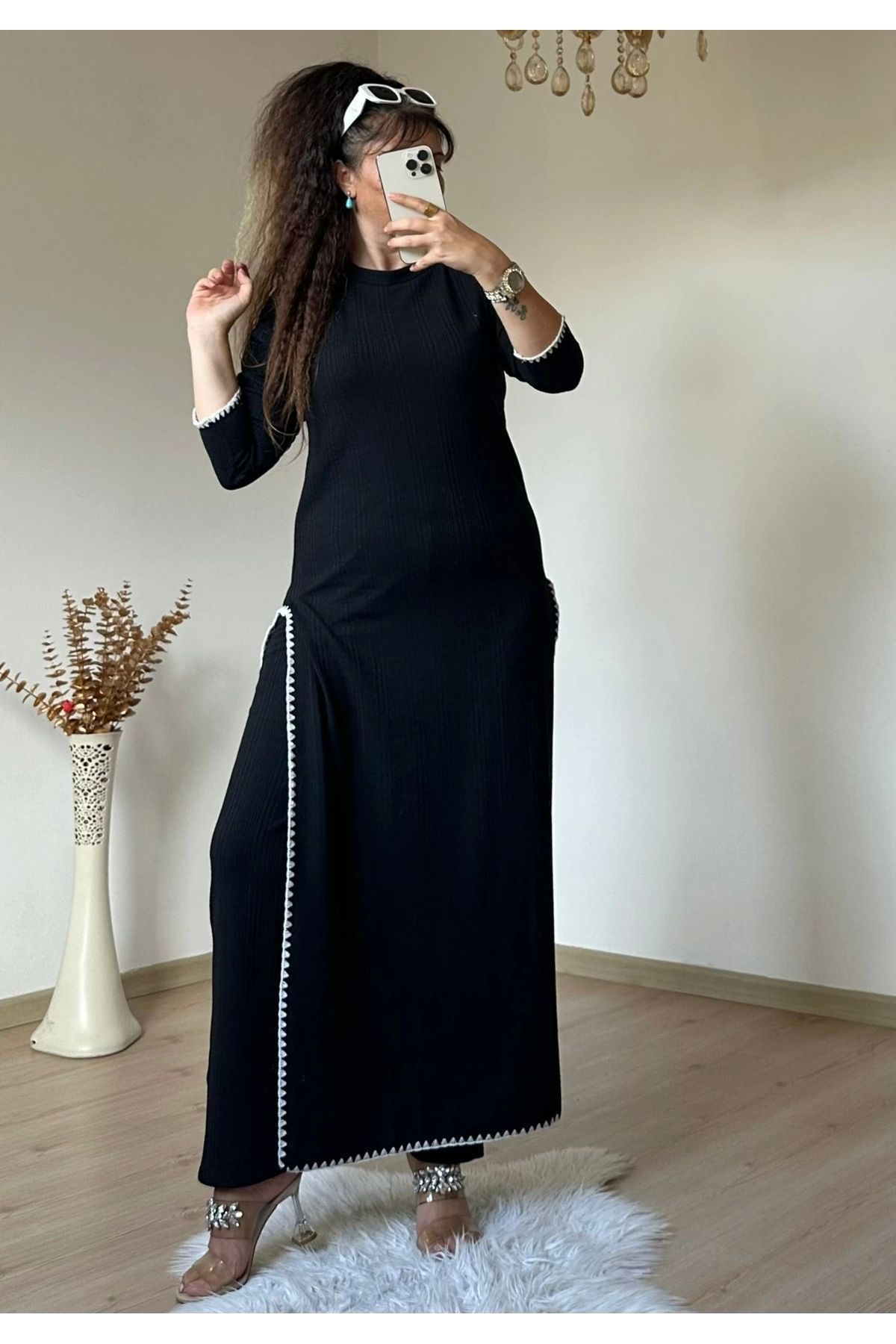 azra moda İkili Tunık Takım Siyah