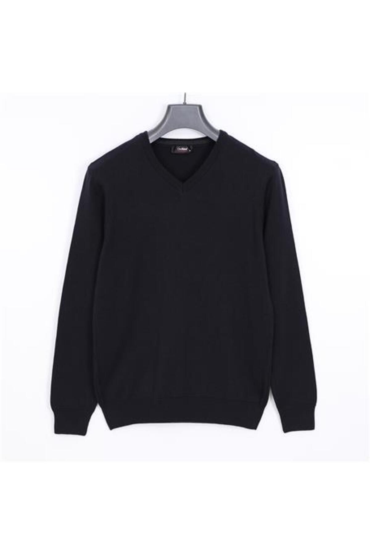 Shop58 Erkek Uzun Kol V Yaka Triko Kazak - 180537-1 - Lacivert