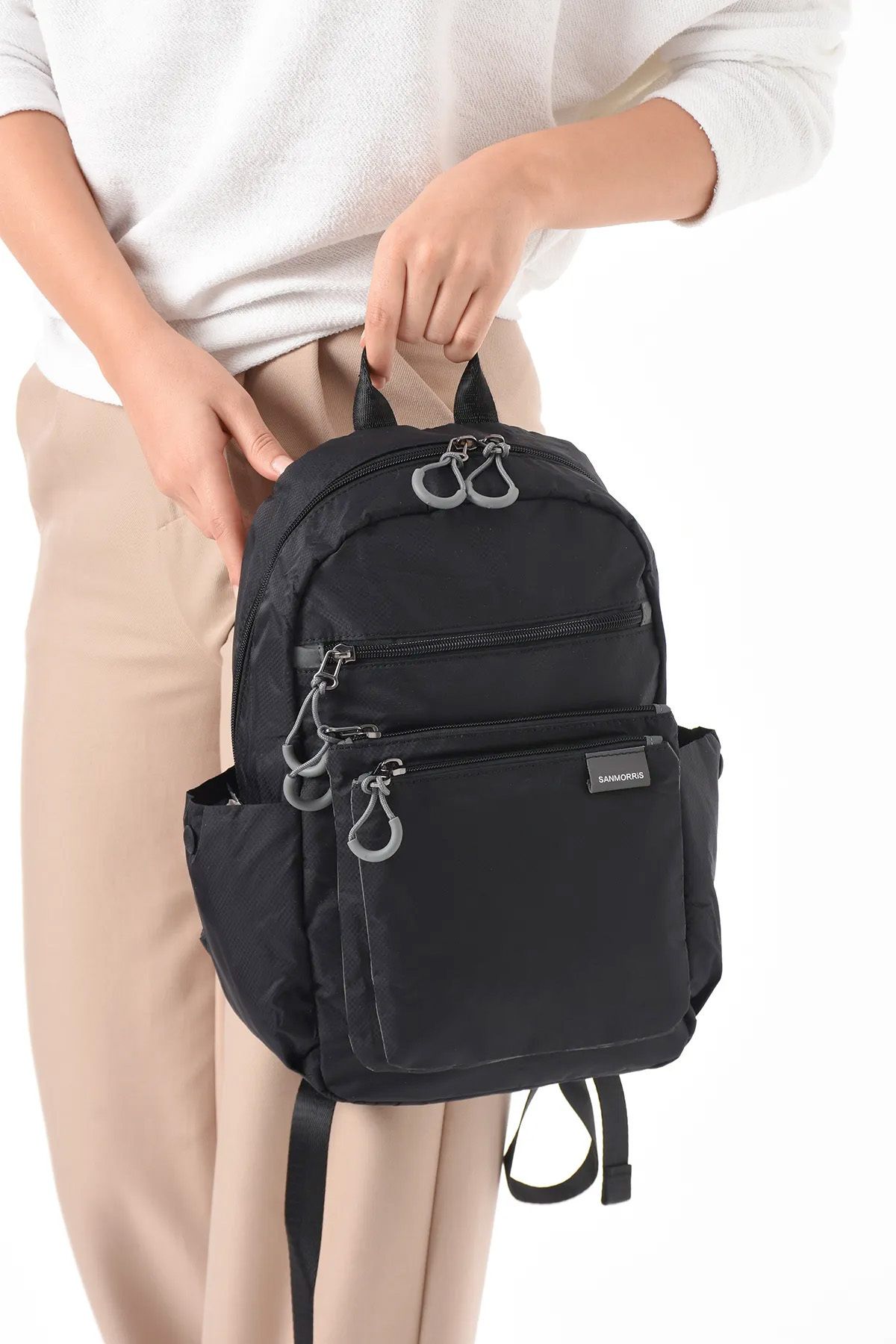 çantamgelsin polo siyah Unisex Suya Dayanıklı Paraşüt Kumaş 4 Bölmeli Laptop Bölmeli Gündelik Ve Okul Çantası