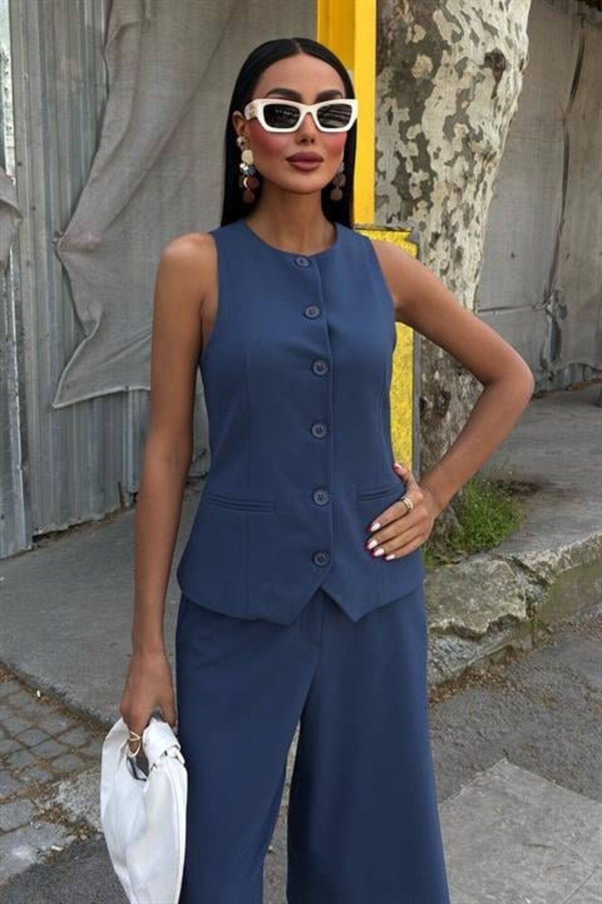 TUA MODA-Tua Moda Viscon Suit with Midi Shorts and Vest 10167 5